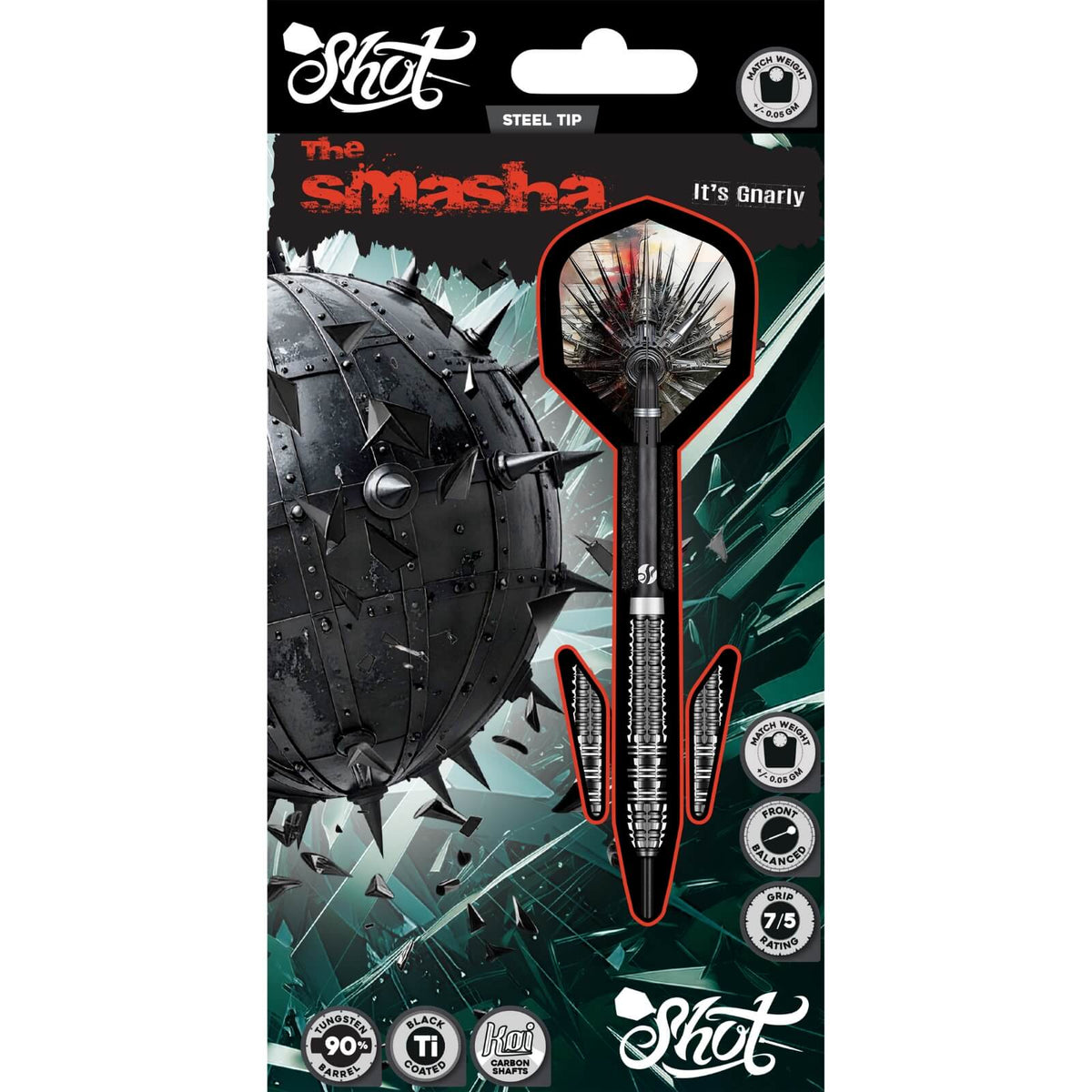 Darts - Shot - Gnarly Smasha Darts - Steel Tip - 90% Tungsten - 23g 24g 25g