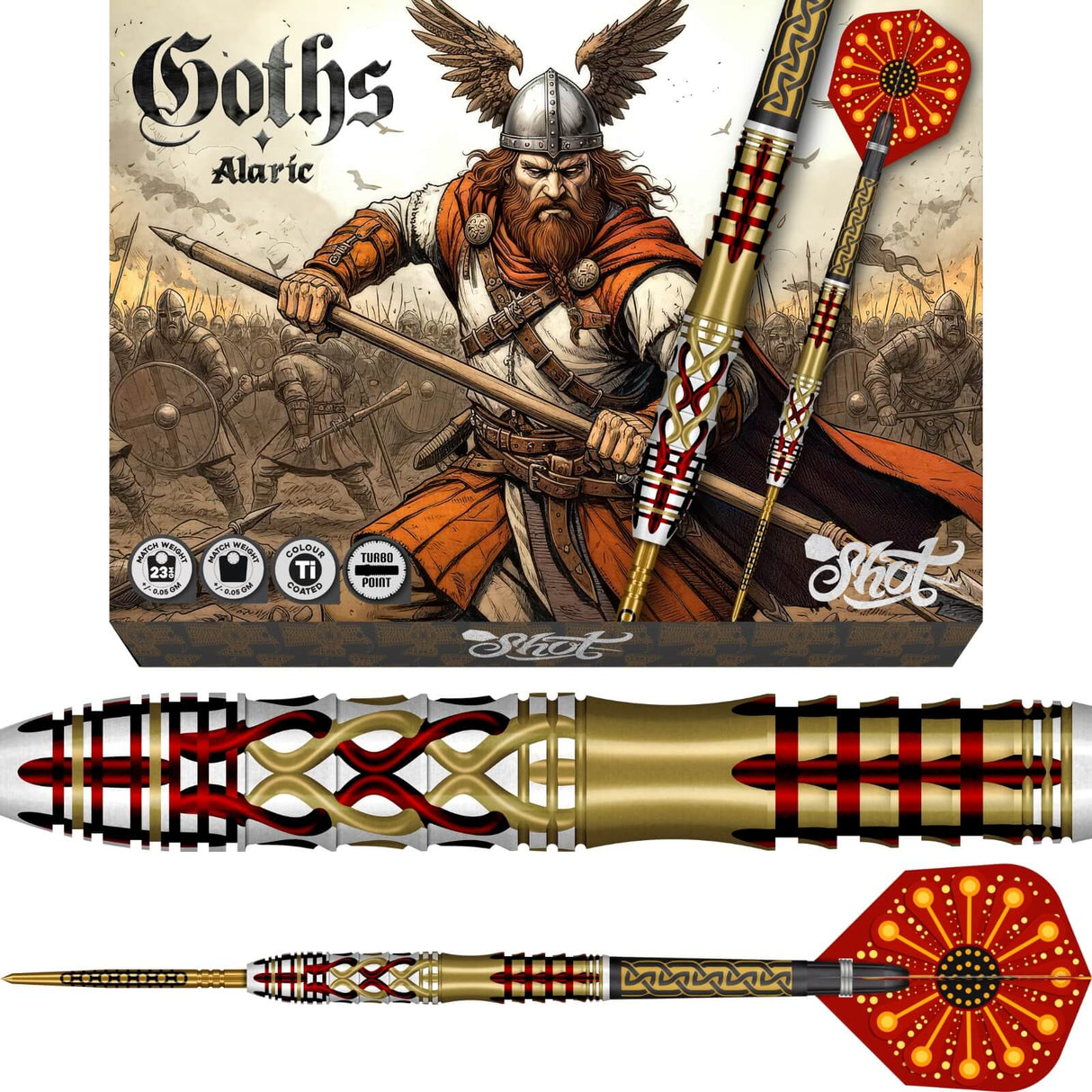 Shot - Goths Alaric Darts - Turbo Point - 95% Tungsten - 23g 24g 25g