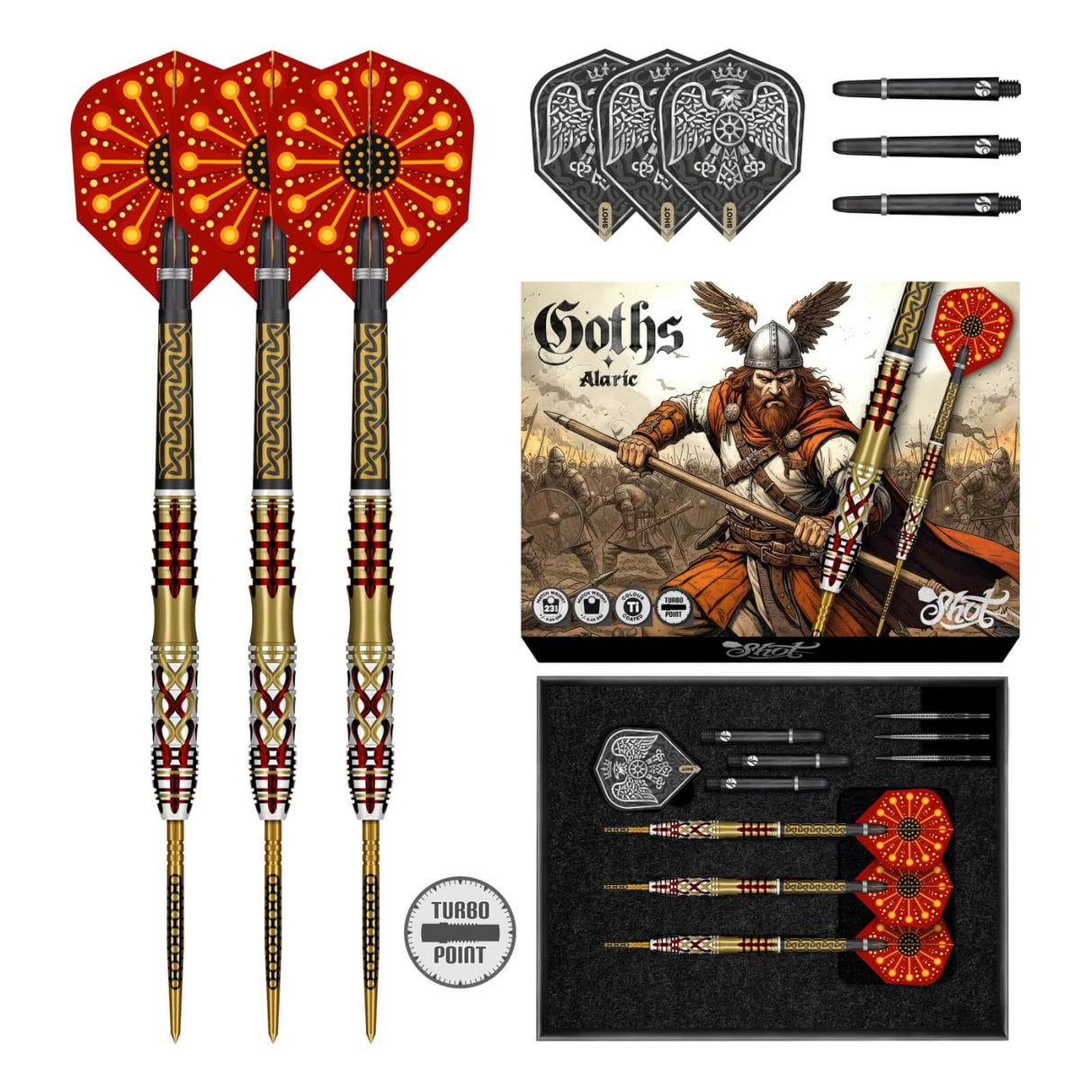 Shot - Goths Alaric Darts - Turbo Point - 95% Tungsten - 23g 24g 25g