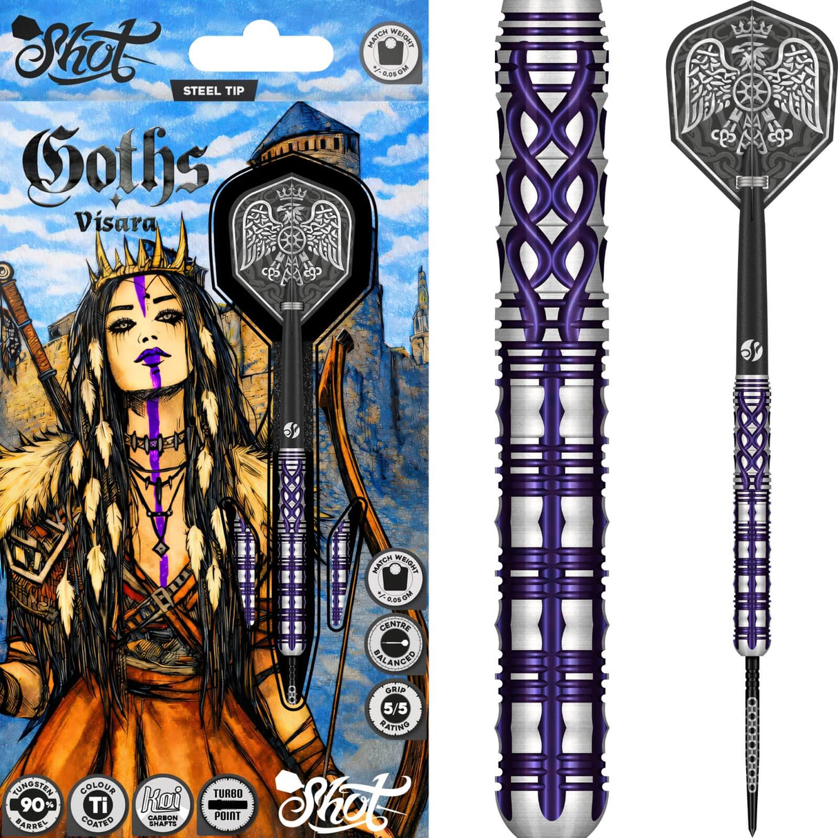 Shot - Goths Visara Darts - Turbo Point - 90% Tungsten - 22g 23g 24g
