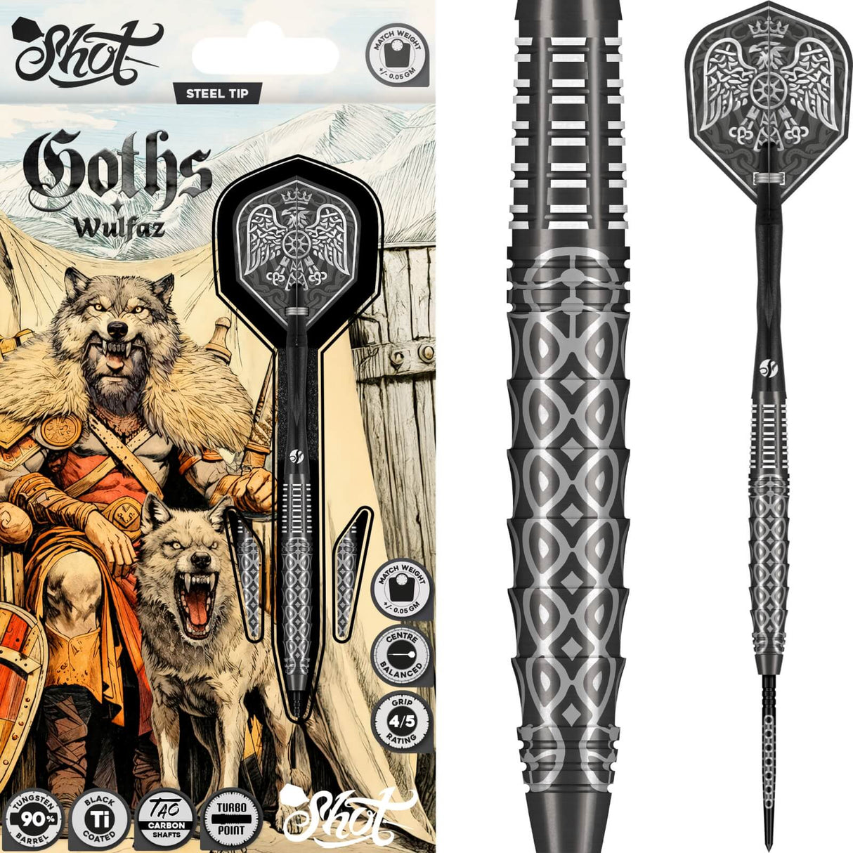 Shot - Goths Wulfaz Darts - Turbo Point - 90% Tungsten - 23g 24g 25g