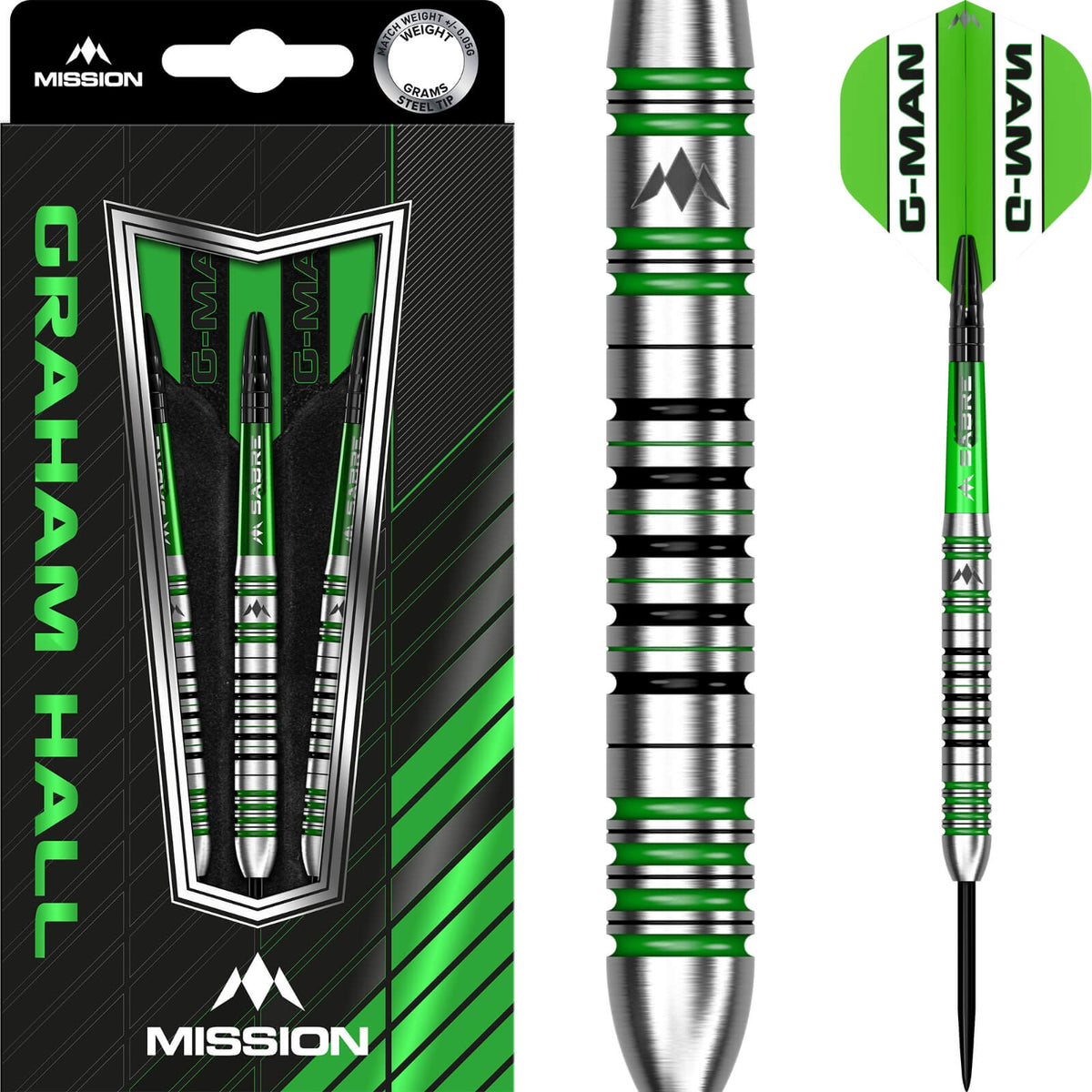 Darts - Mission - Graham Hall Darts - Steel Tip - 90% Tungsten - 22g 24g 