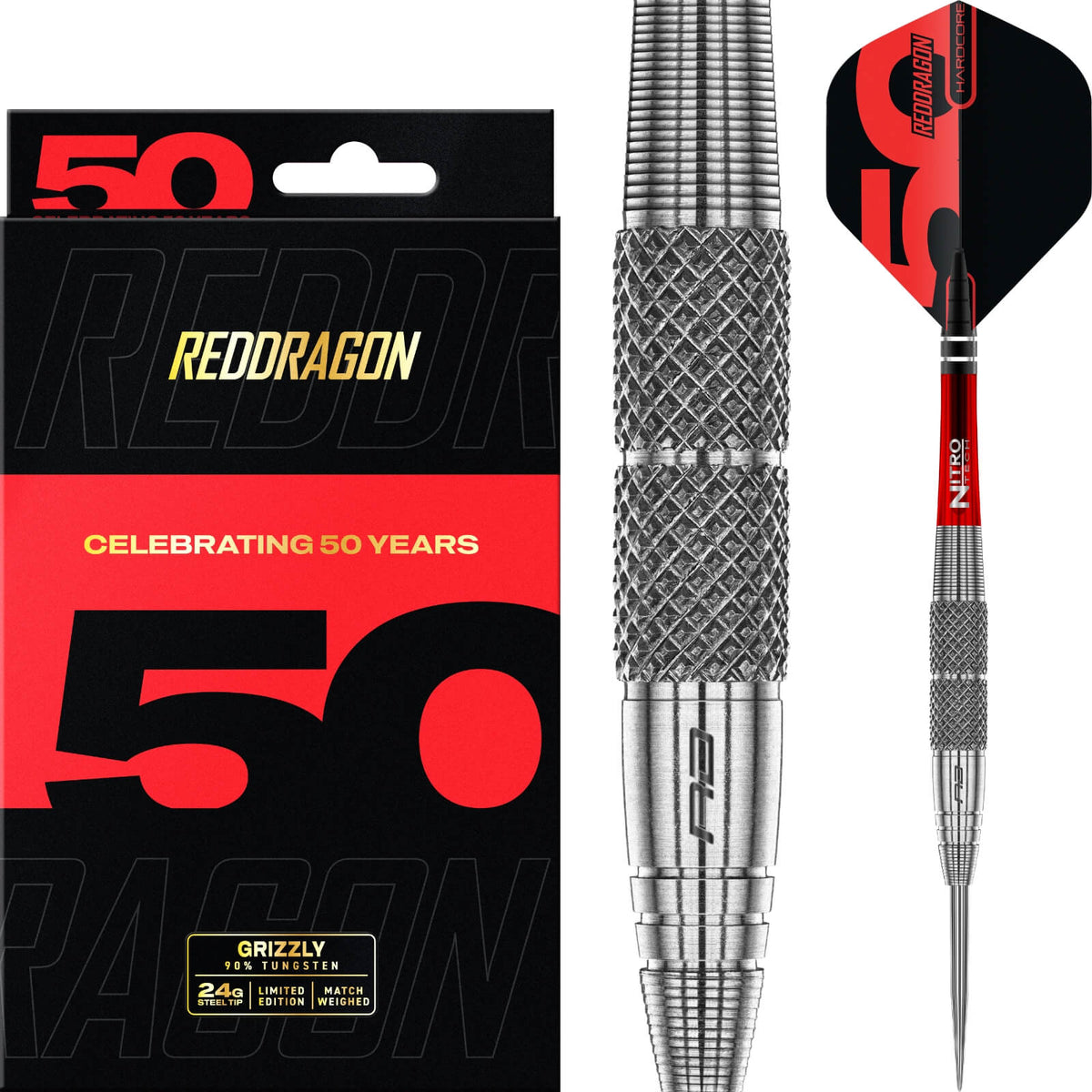 Red Dragon - Grizzly 2 Darts - Steel Tip - 90% Tungsten - 24g