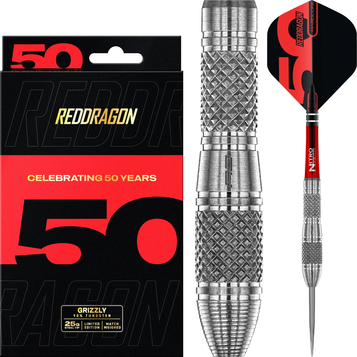 Red Dragon - Grizzly 4 Darts - Steel Tip - 90% Tungsten - 25g