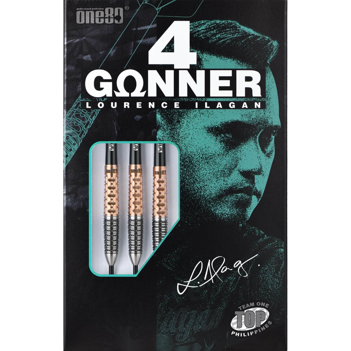 Darts - One80 - Lourence Ilagan Gunner 4 Darts - Steel Tip - 90% Tungsten - 22g 23g 24g