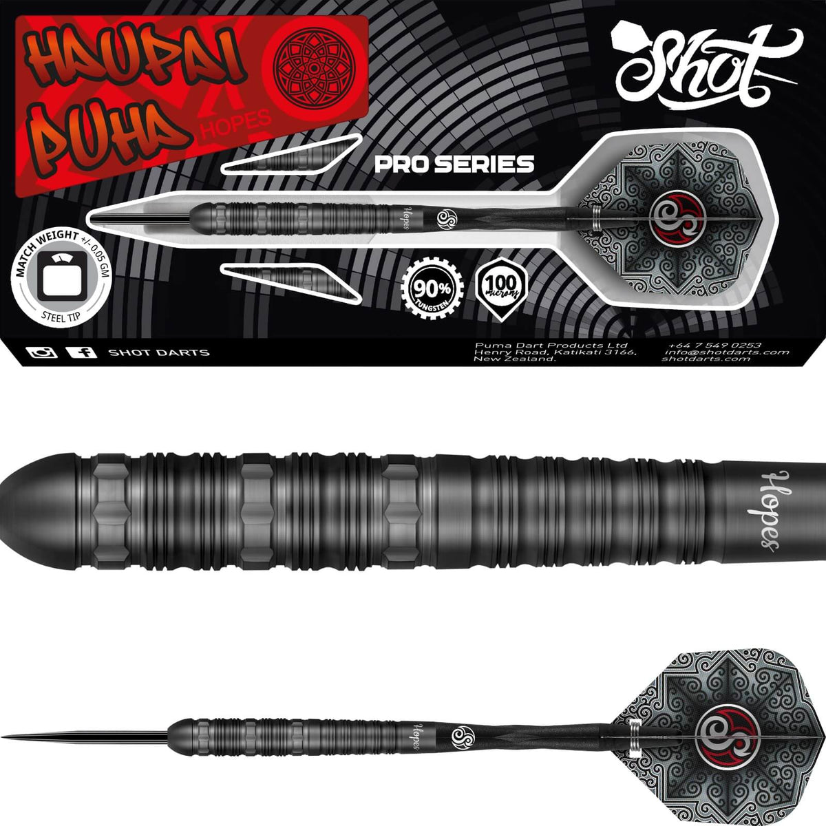 Darts - Shot - Haupai Puha 2.0 Darts - Steel Tip - 90% Tungsten - 24g 