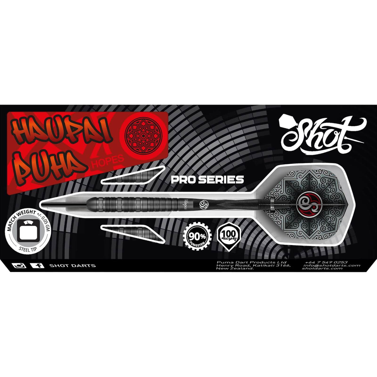 Darts - Shot - Haupai Puha 2.0 Darts - Steel Tip - 90% Tungsten - 24g 