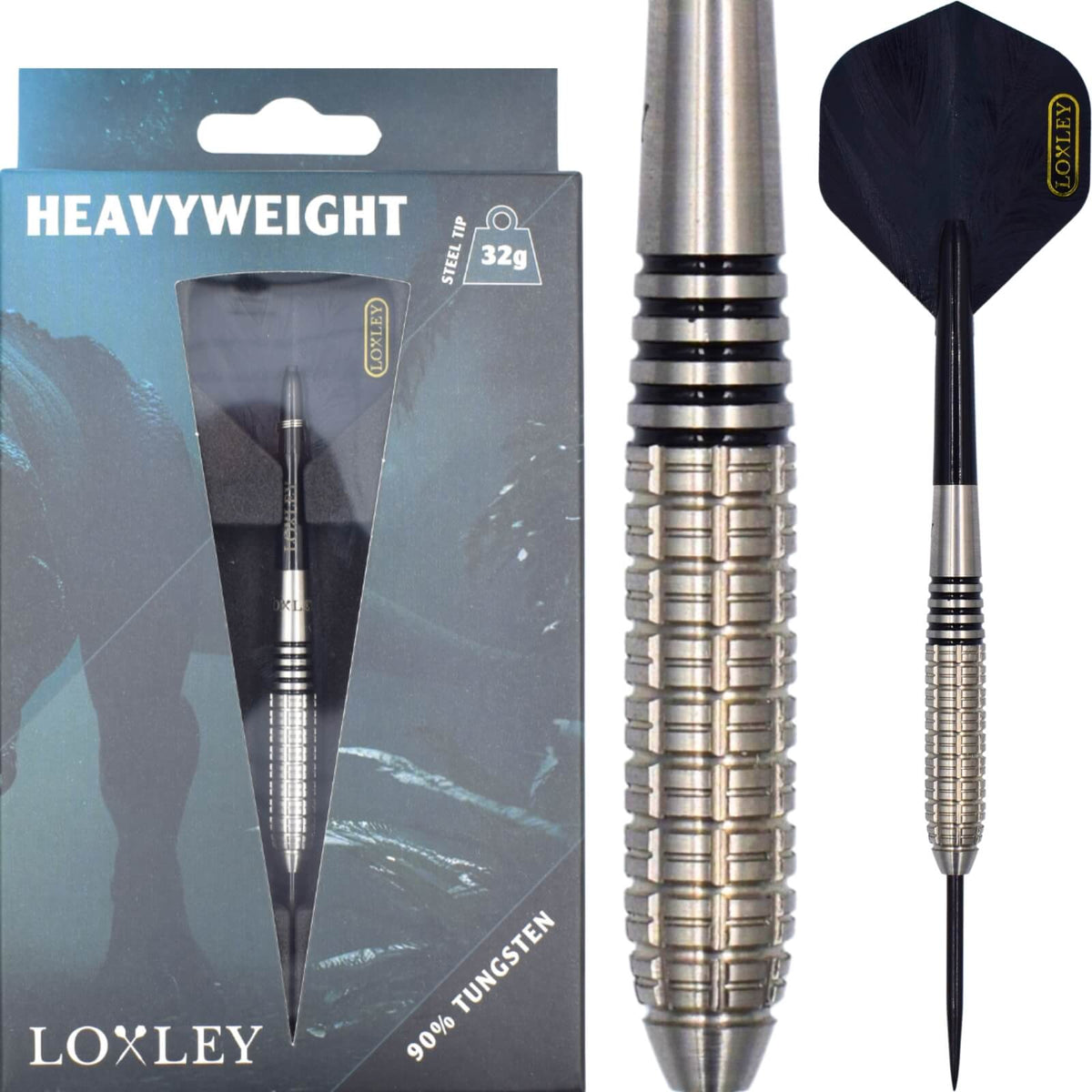 Darts - Loxley - Heavyweight Darts - Steel Tip - 90% Tungsten - 32g