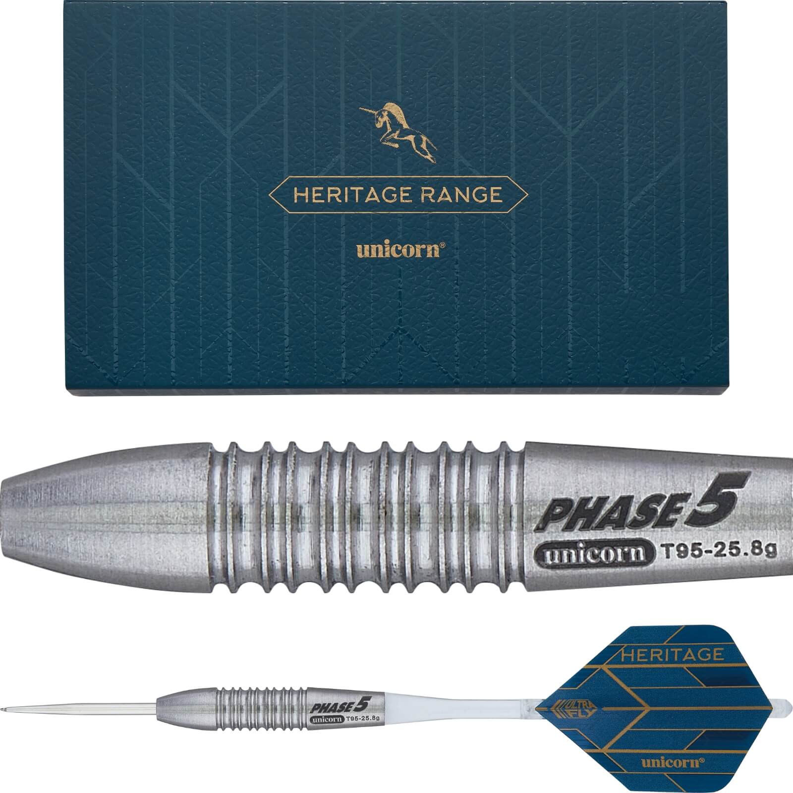 Darts - Unicorn - Heritage Phase 5 Darts - Steel Tip - 95% Tungsten - 26g 