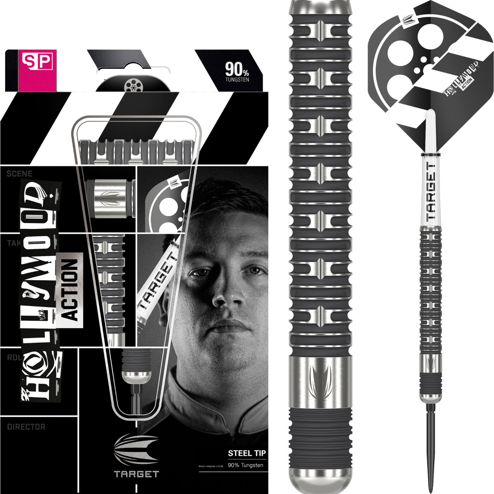 Darts - Target - Chris Dobey Hollywood Action Darts - Swiss Point - Steel Tip - 90% Tungsten - 22g 23g 24g