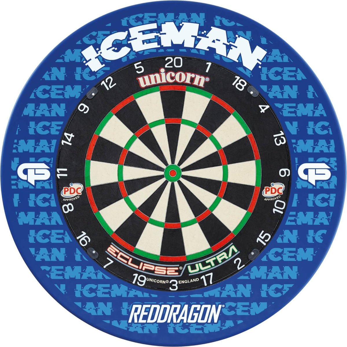 Surrounds &amp; Dartboards - Red Dragon - Gerwyn Price Dartboard Surround &amp; Dartboard Bundle - Choose Your Board Unicorn - Eclipse Ultra