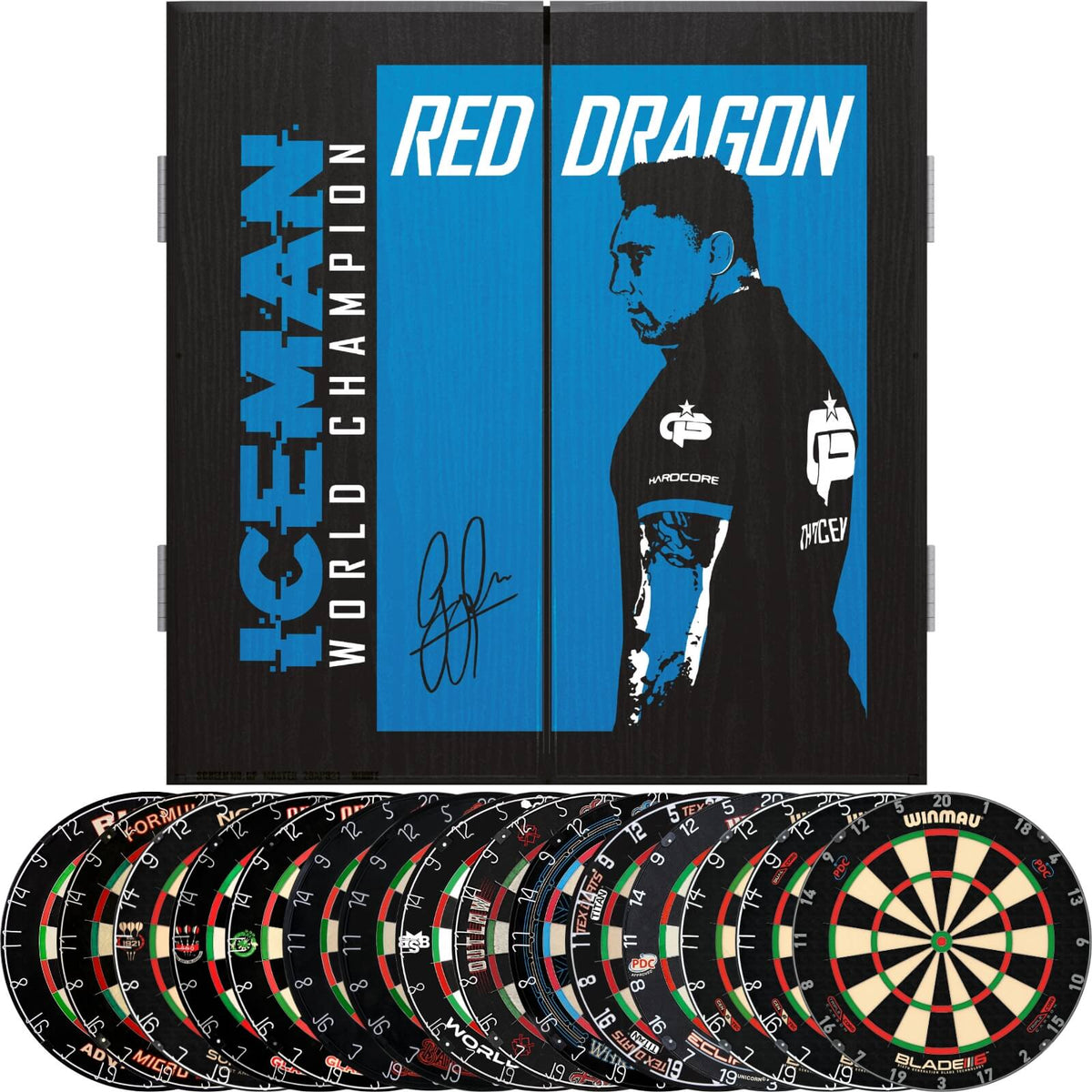Cabinets &amp; Dartboards - Red Dragon - Gerwyn Price Dartboard Cabinet &amp; Dartboard Bundle - Choose Your Board 