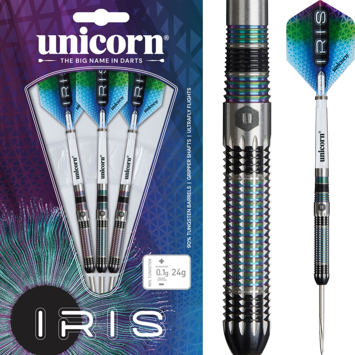 Darts - Unicorn - Iris Darts - Steel Tip - 90% Tungsten - 22g 24g