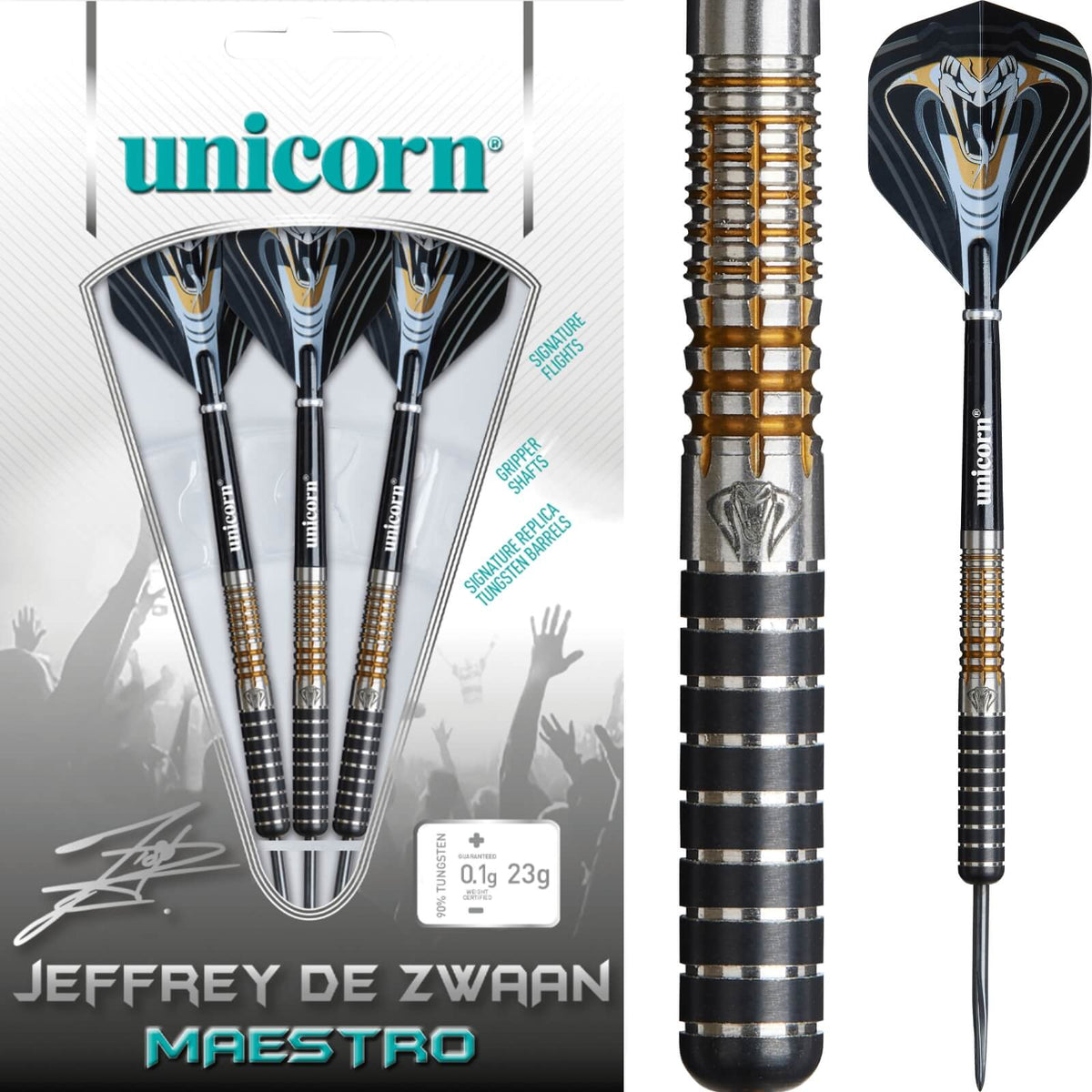 Darts - Unicorn - Jeffrey De Zwaan Phase 3 Darts - Steel Tip - 90 &amp; 95% Tungsten - 23g 25g