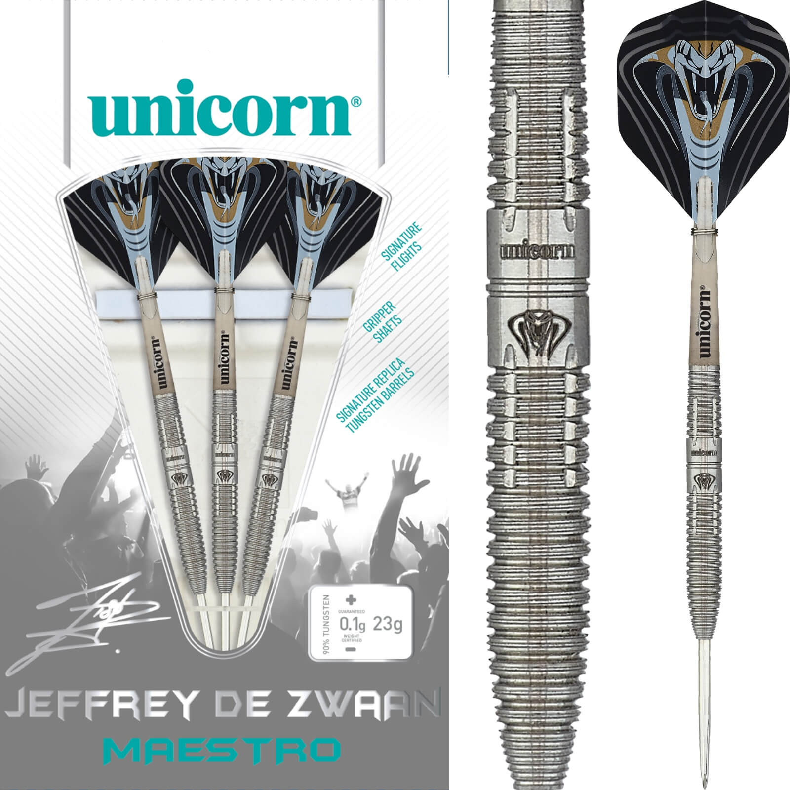 Darts - Unicorn - Jeffrey De Zwaan Darts - Steel Tip - 90% Tungsten - 23g 25g 