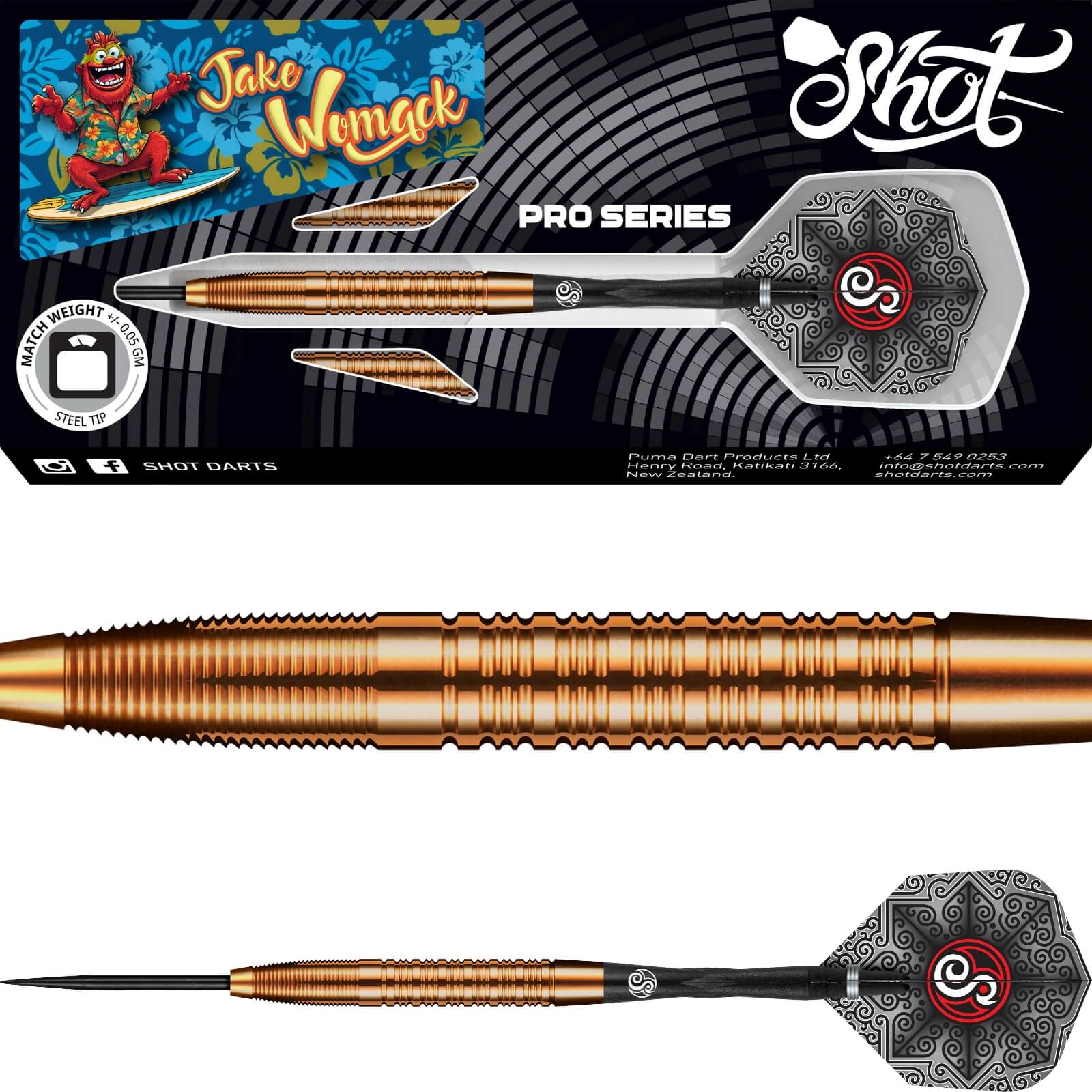 Darts - Shot - Jake Womack Darts - Steel Tip - 90% Tungsten - 23g