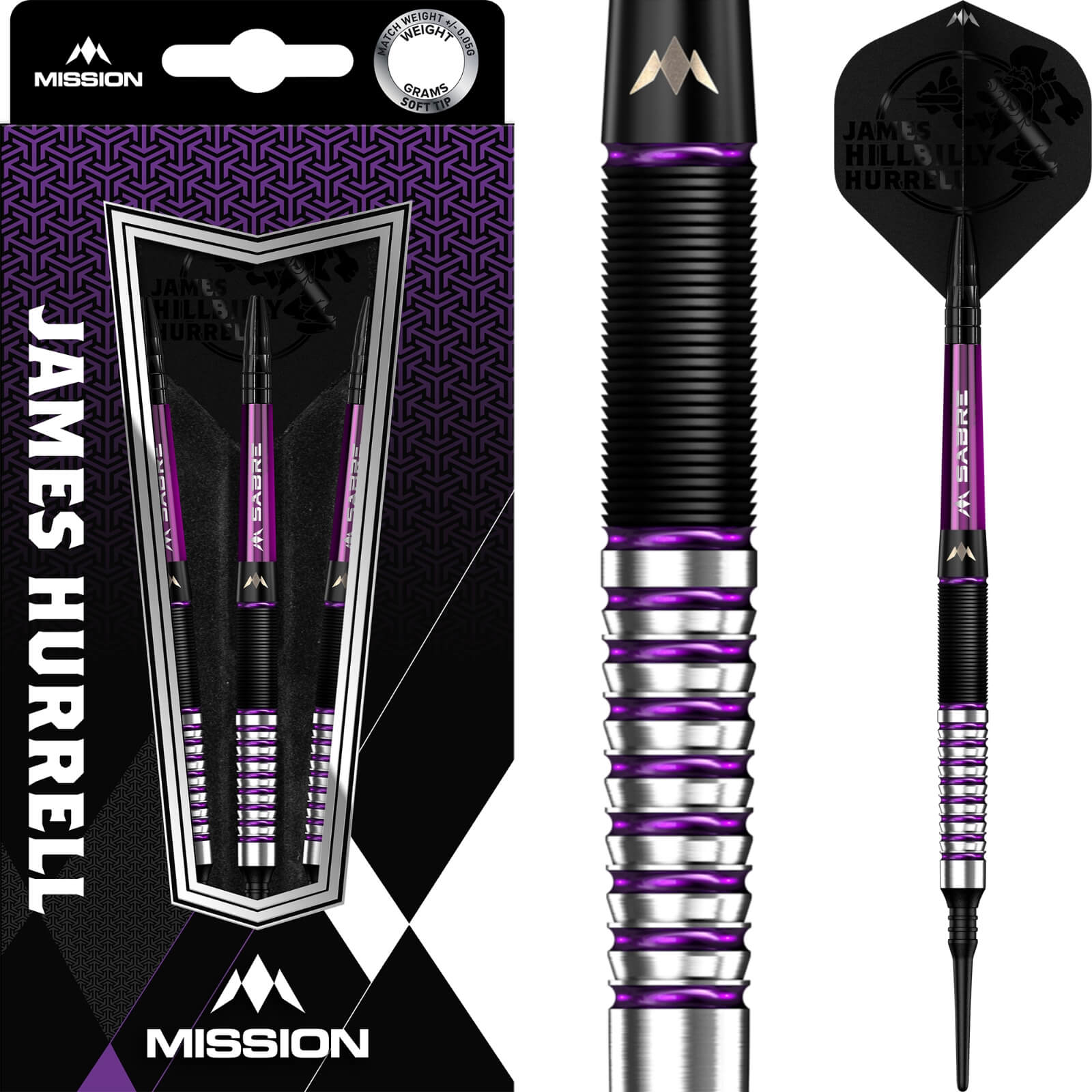 Darts - Mission - James Hurrell Darts - Soft Tip - 90% Tungsten - 18g 