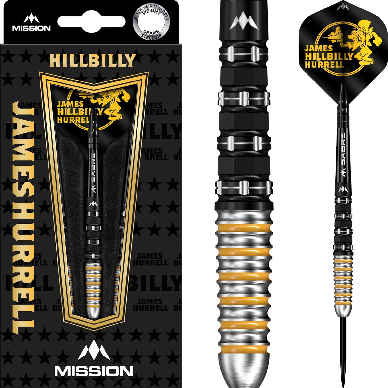 Darts - Mission - James Hurrell V2 Darts - Steel Tip - 95% Tungsten - 22g 24g 26g
