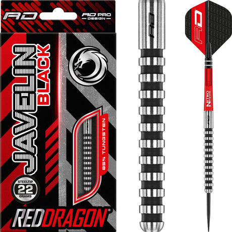 Red Dragon - Javelin Black Darts - 85% Tungsten - 20g 22g 24g 26g -
