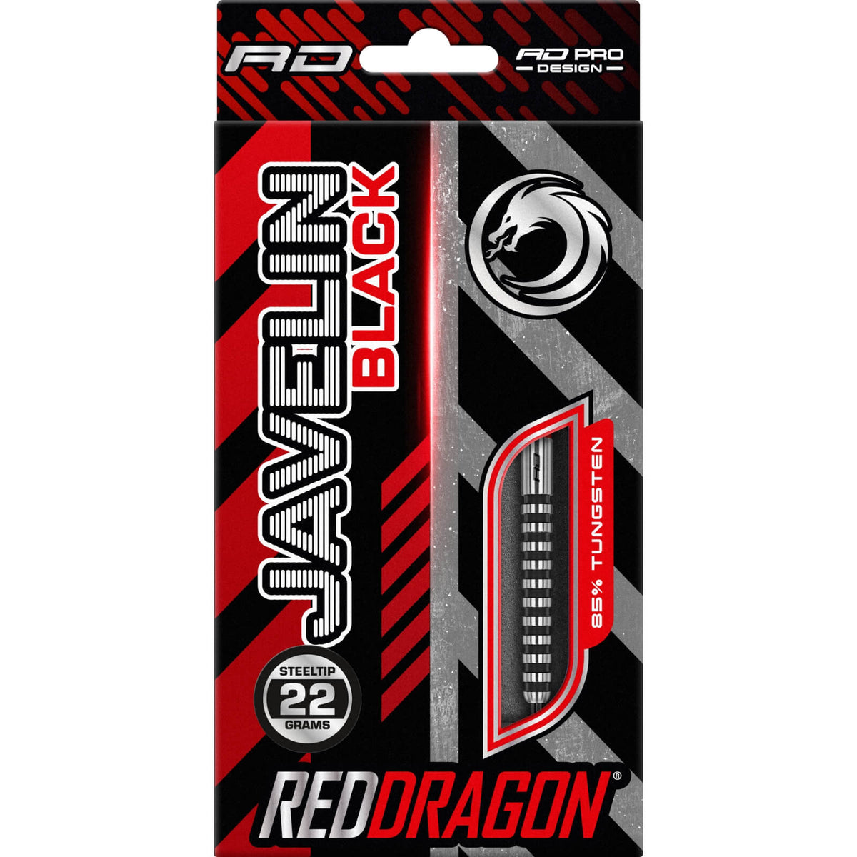 Darts - Red Dragon - Javelin Black Darts - Steel Tip - 85% Tungsten - 20g 22g 24g 26g 