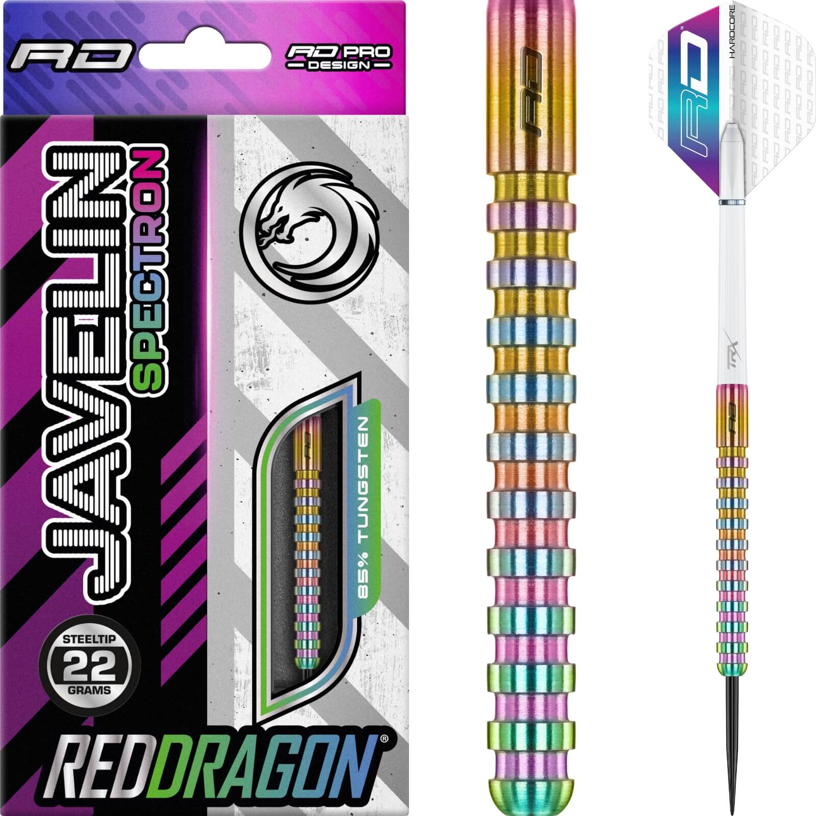 Darts - Red Dragon - Javelin Spectron Darts - Steel Tip - 85% Tungsten - 20g 22g 24g 26g 