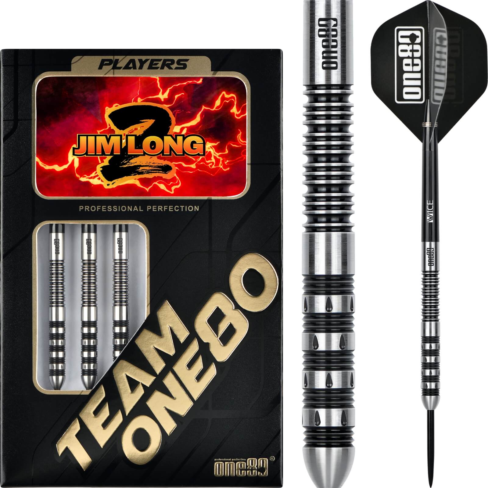 Darts - One80 - Jim Long II Darts - Steel Tip - 90% Tungsten - 23g 25g 