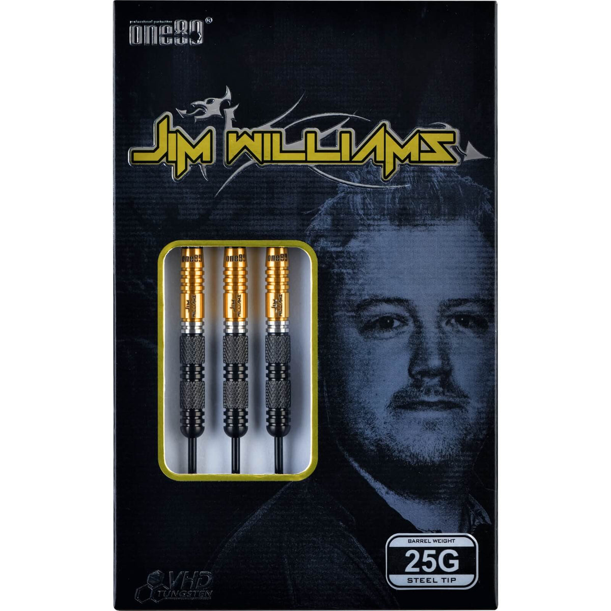 Darts - One80 - Jim Williams Darts - Steel Tip - 90% Tungsten - 22g 23g 24g 25g
