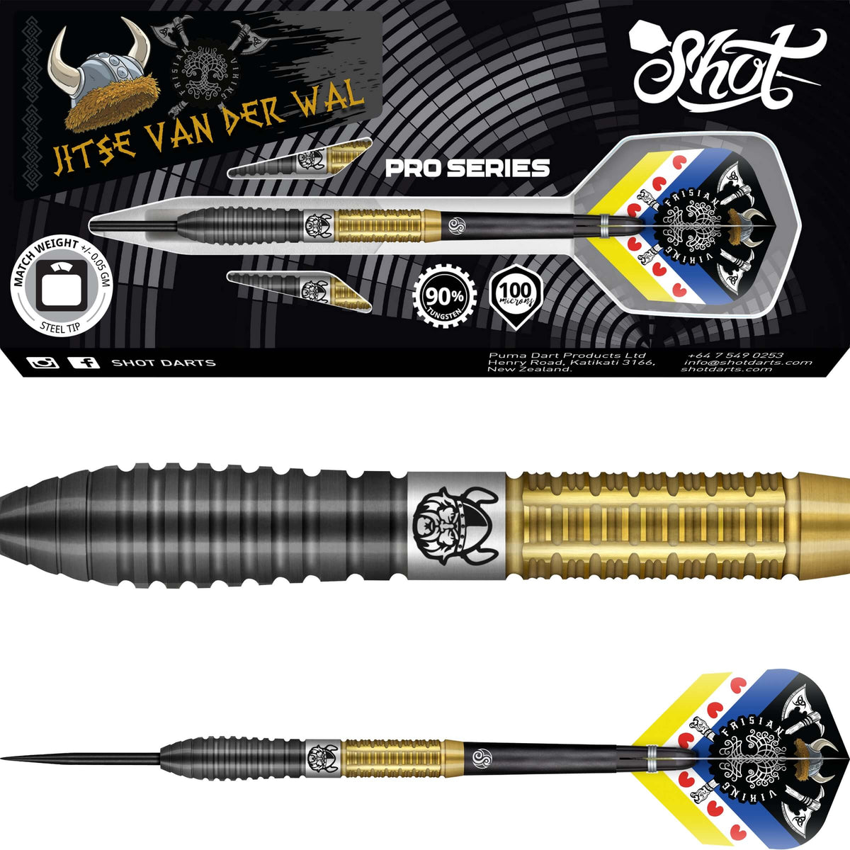 Darts - Shot - Jitse Van Der Wal Darts - Steel Tip - 90% Tungsten - 24g 26g