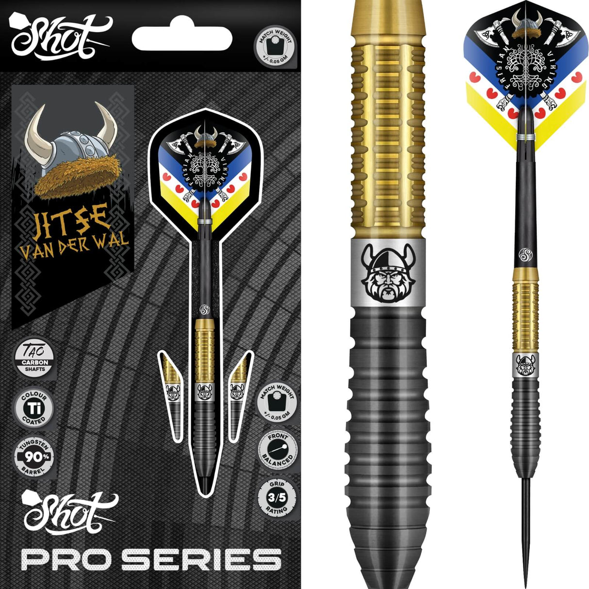 Shot - Jitse Van Der Wal Darts - 90% Tungsten - 24g 26g -