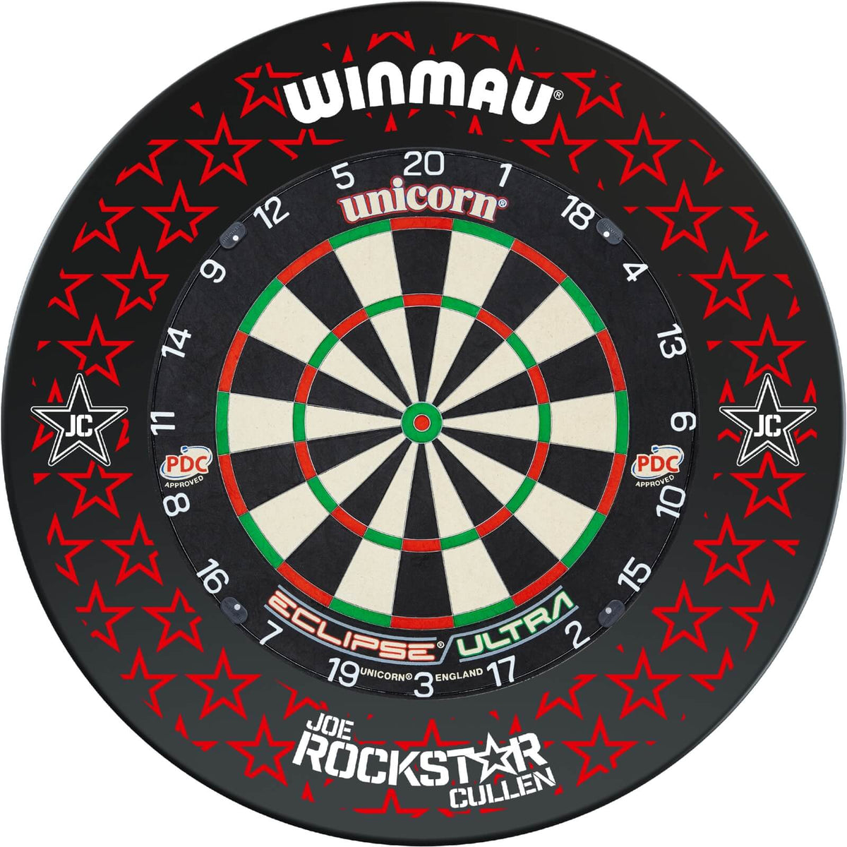 Surrounds &amp; Dartboards - Winmau - Joe Cullen Dartboard Surround &amp; Dartboard Bundle - Choose Your Board Unicorn - Eclipse Ultra