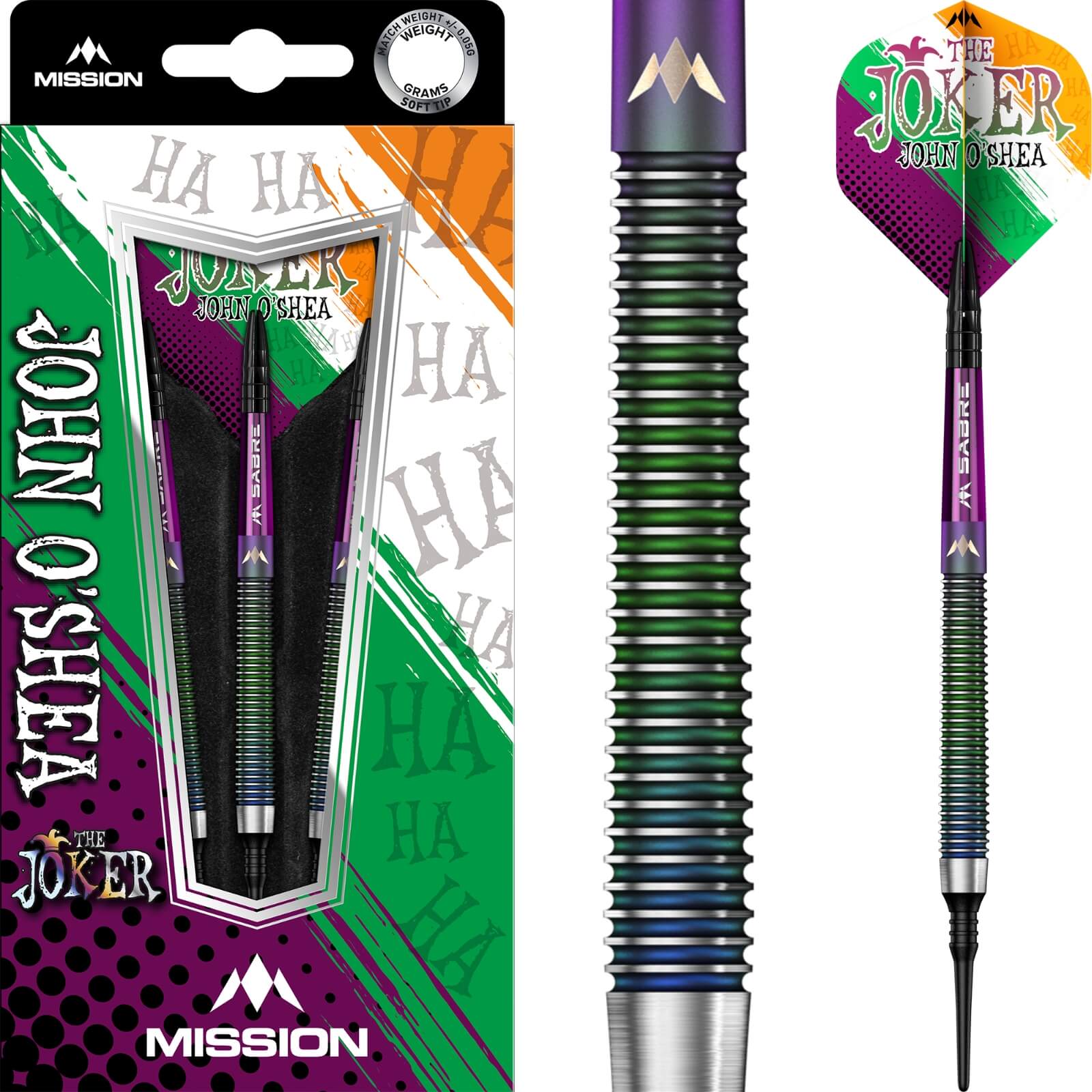 Darts - Mission - John O'Shea Darts - Soft Tip - 90% Tungsten - 20g 
