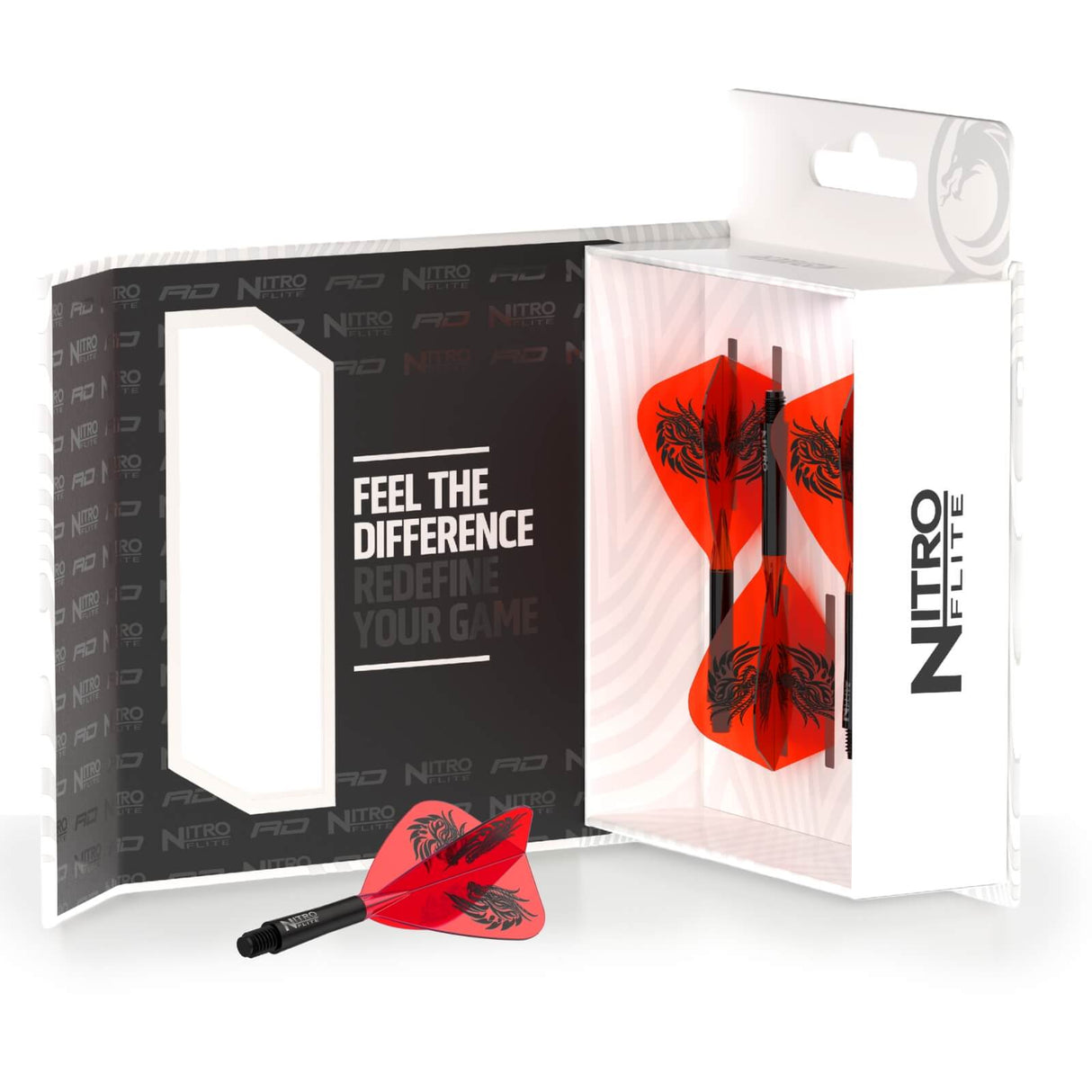 Red Dragon - Jonny Clayton Nitro Flite - Kite Dart Flights - Integrated Flight & Shaft System