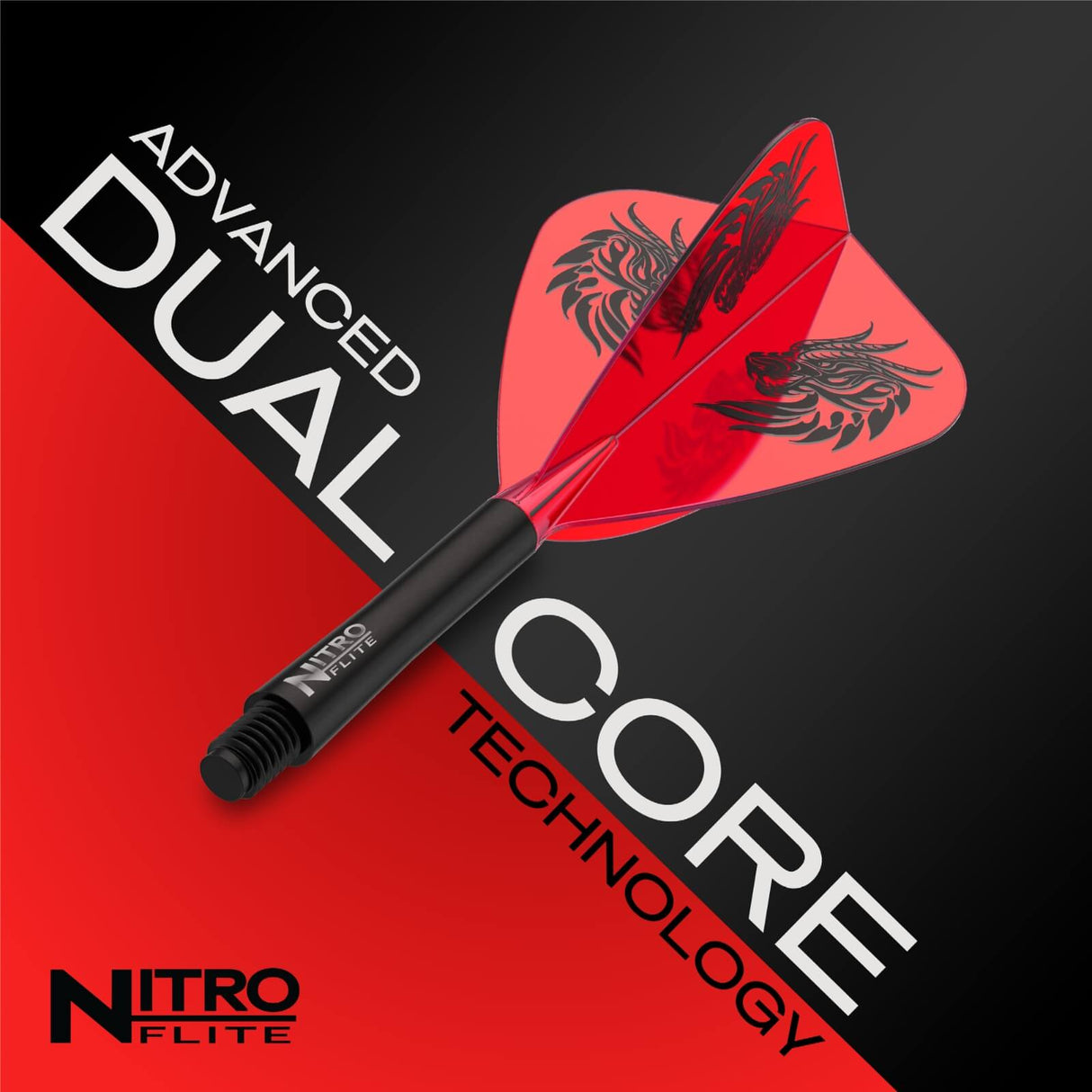 Red Dragon - Jonny Clayton Nitro Flite - Kite Dart Flights - Integrated Flight & Shaft System