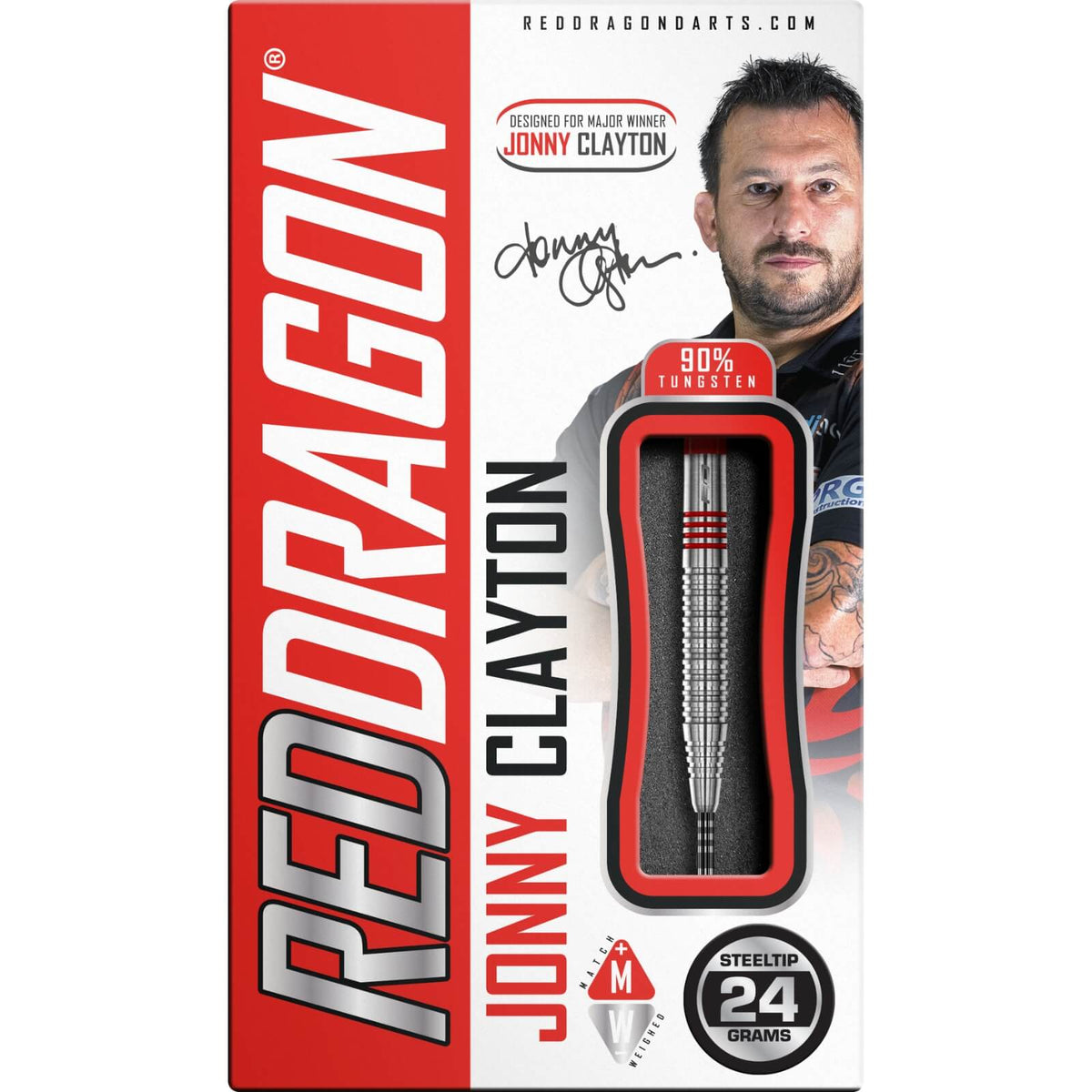 Darts - Red Dragon - Jonny Clayton 2.0 Darts - Steel Tip - 90% Tungsten - 22g 24g 26g 