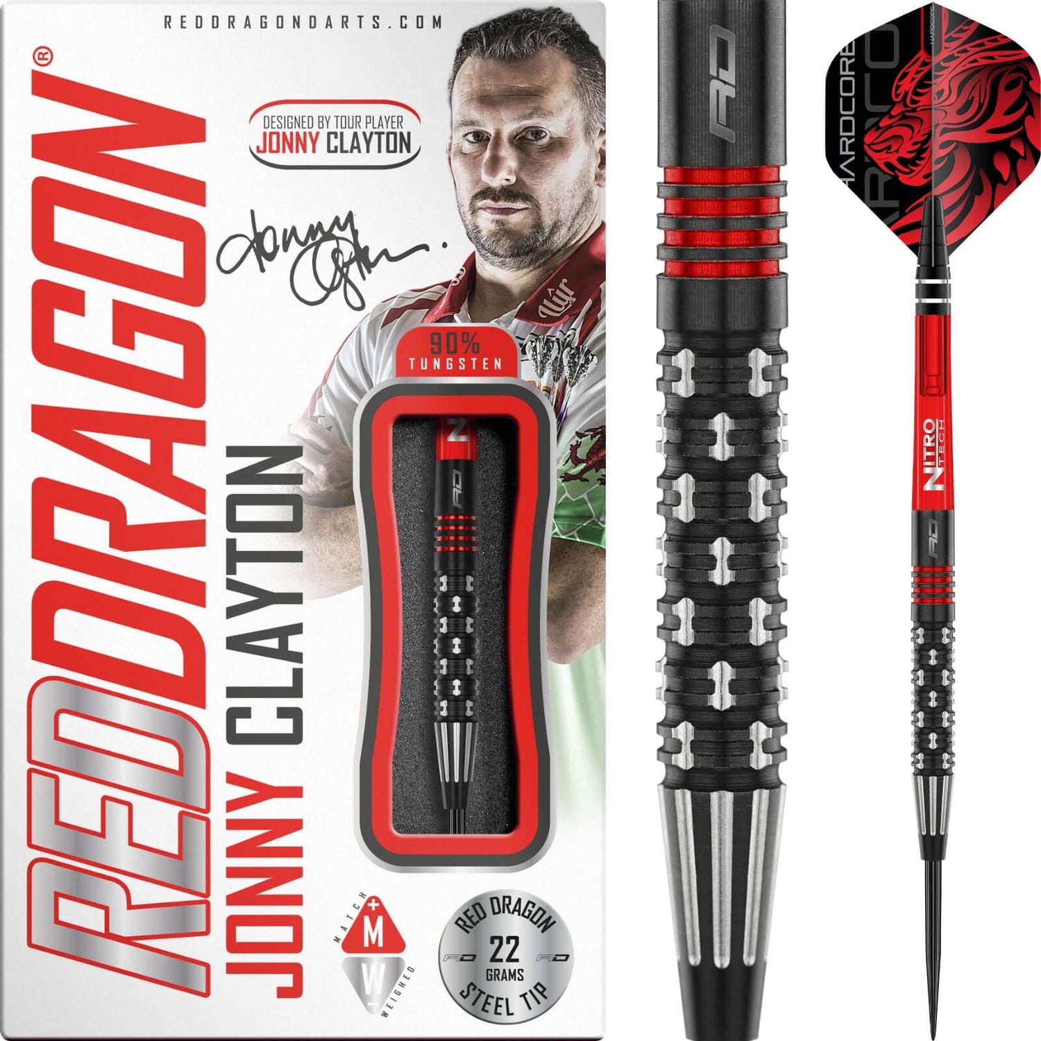 Red Dragon - Jonny Clayton Premier League SE Darts - 90% Tungsten - 22g 24g -