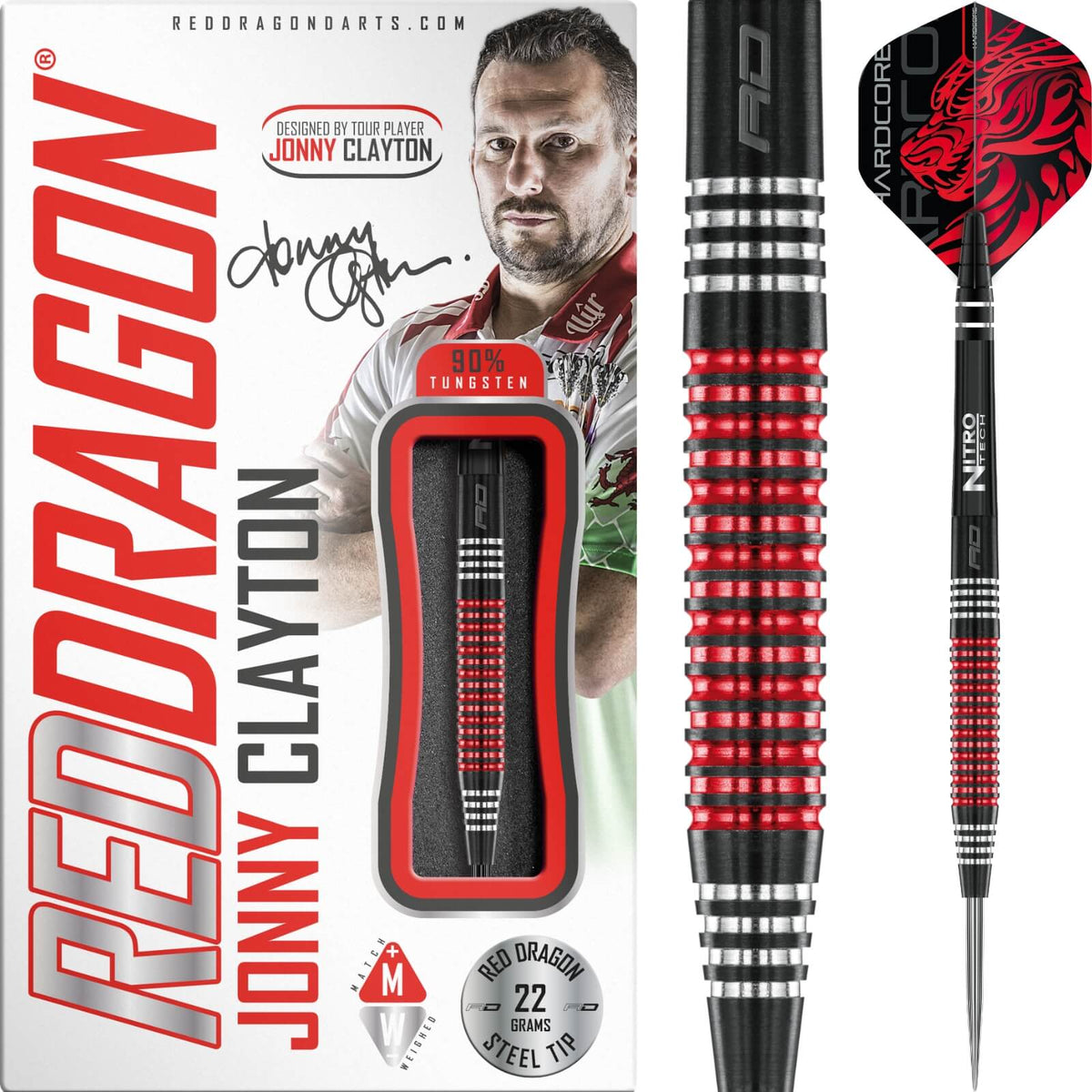 Red Dragon - Jonny Clayton SE Darts - 90% Tungsten - 22g 24g