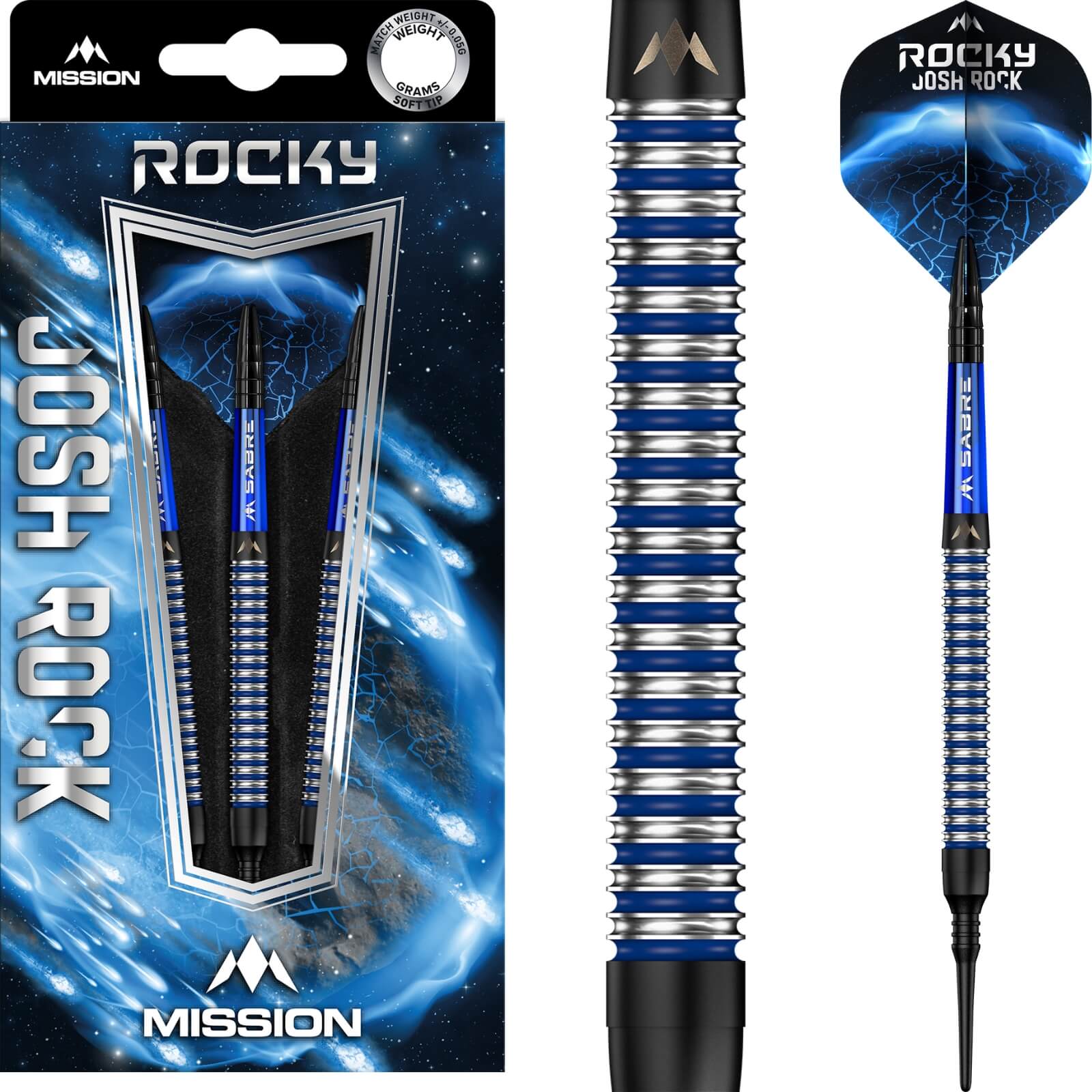 Darts - Mission - Josh Rock Darts - Soft Tip - 90% Tungsten - 18g 