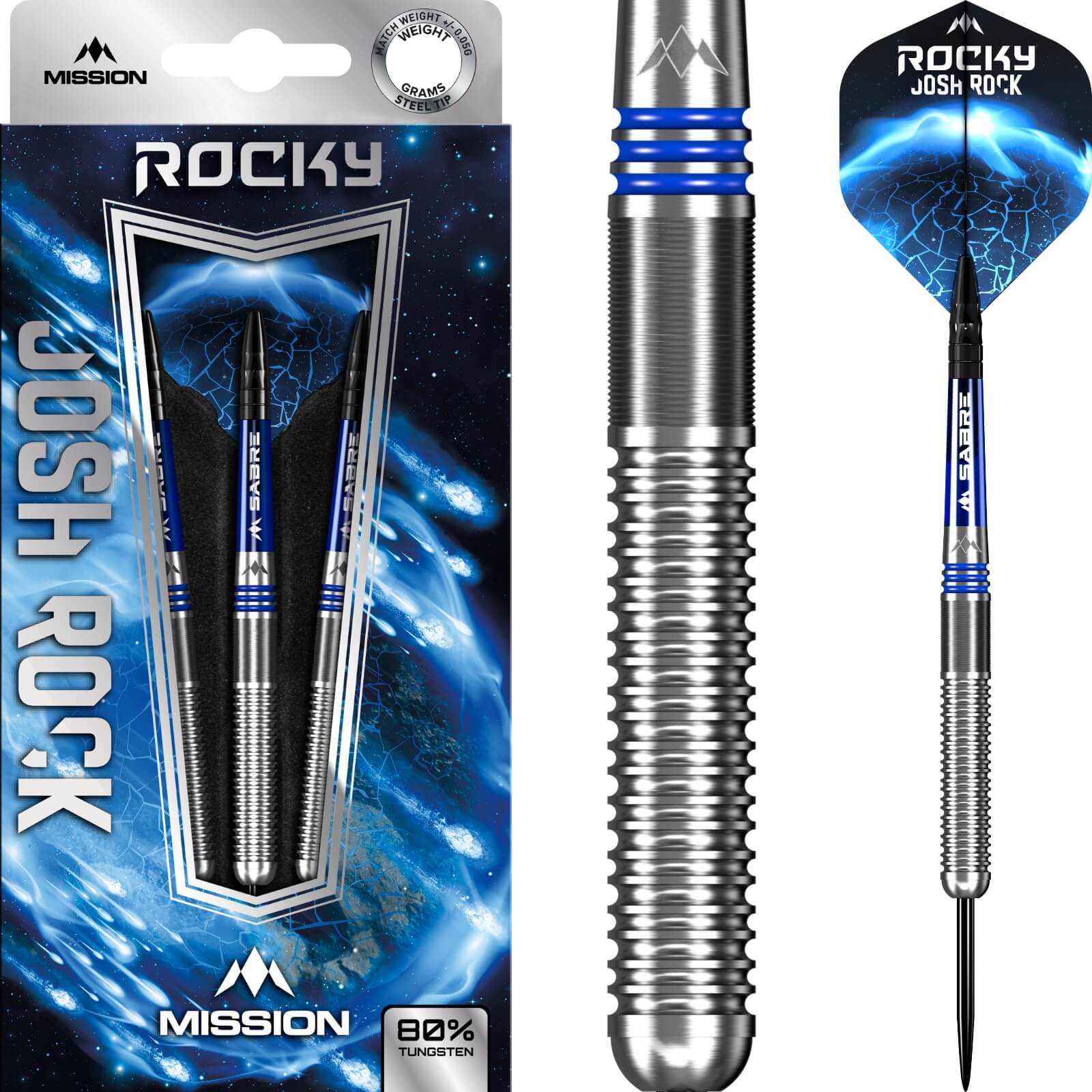 Darts - Mission - Josh Rock Darts - Steel Tip - 80% Tungsten - 23g 25g 