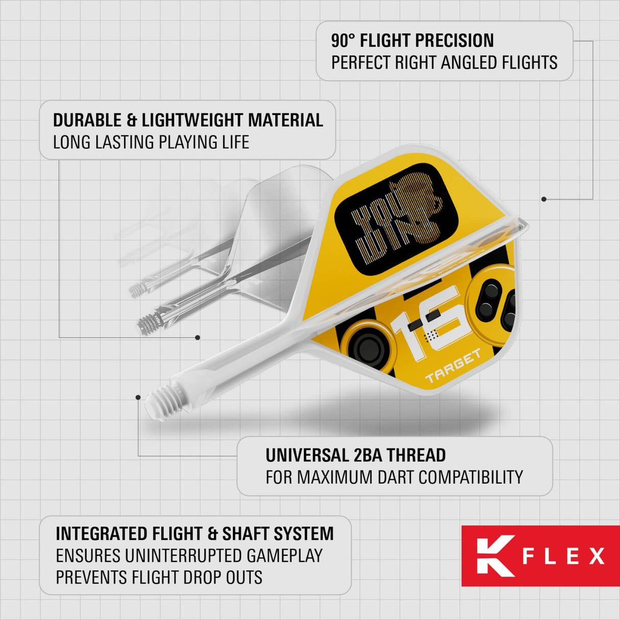 Target - K-Flex You Win - No2 Big Wing Dart Flights - Integrated Flight & Shaft System -