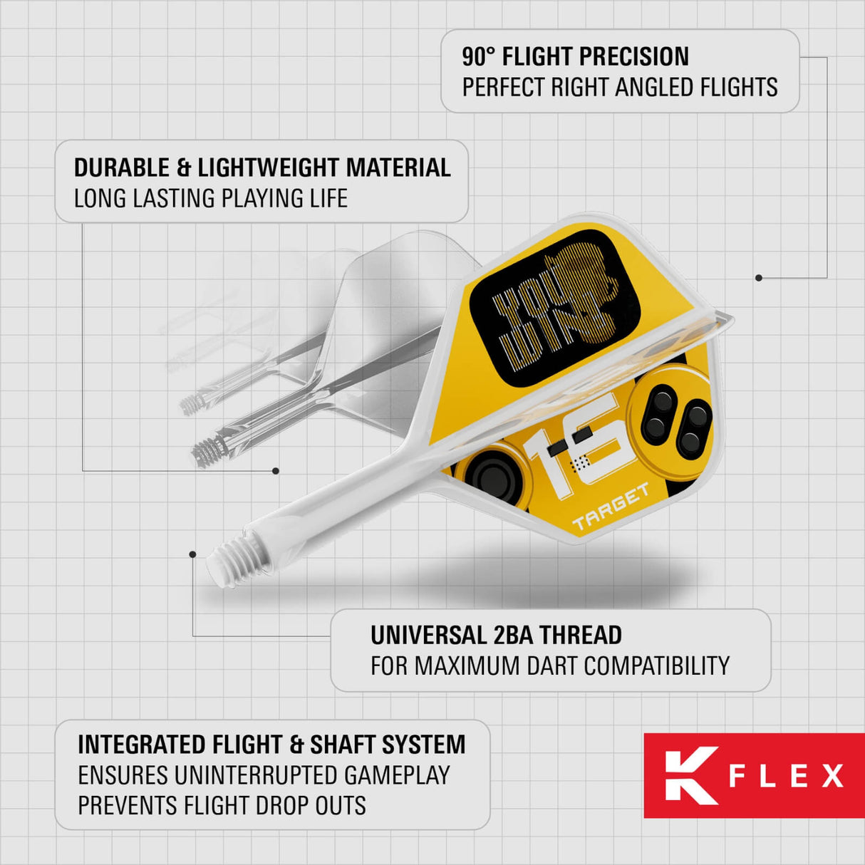 Target - K-Flex You Win - No6 Standard Dart Flights - Integrated Flight & Shaft System -