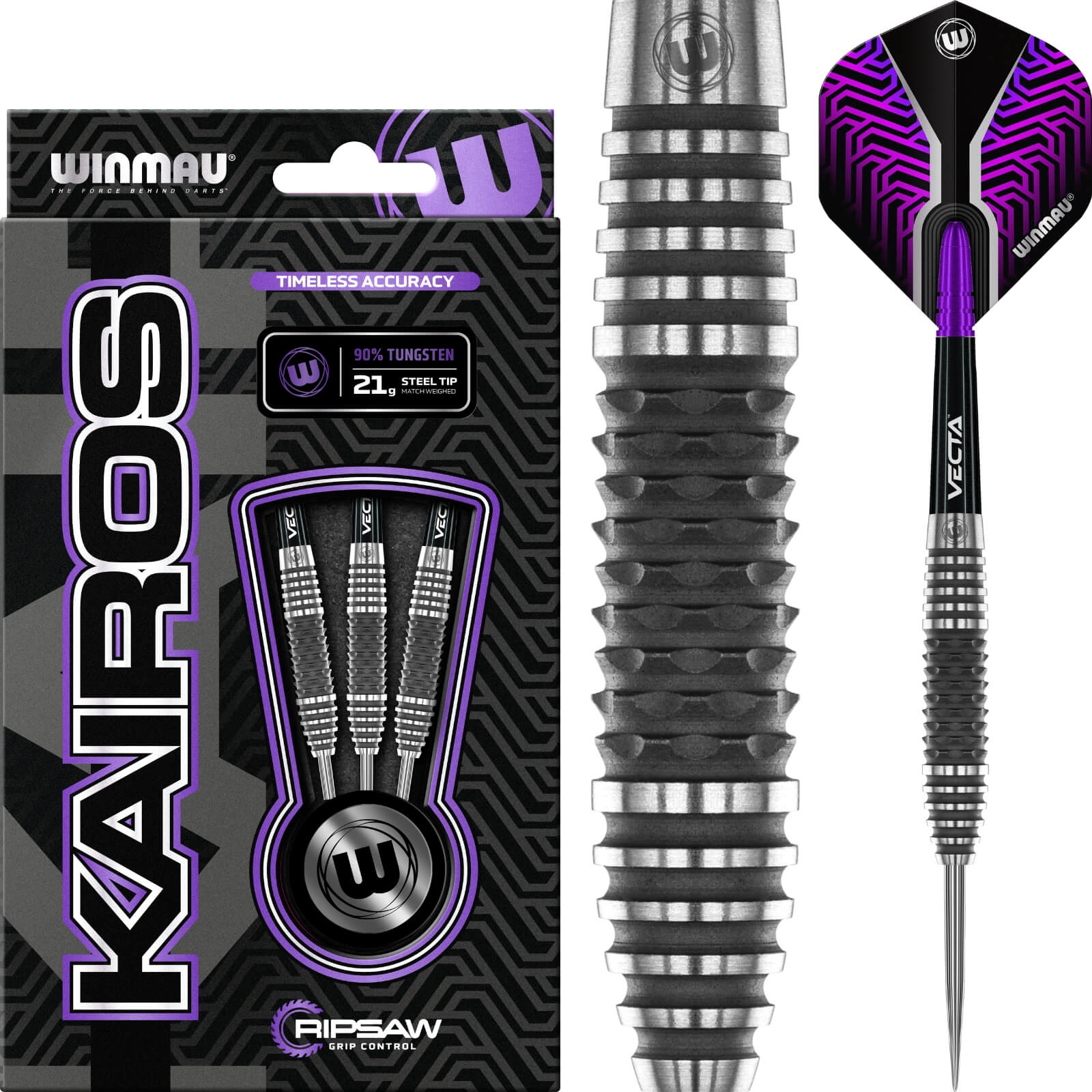 Darts - Winmau - Kairos 1 Darts - Steel Tip - 90% Tungsten - 21g 23g