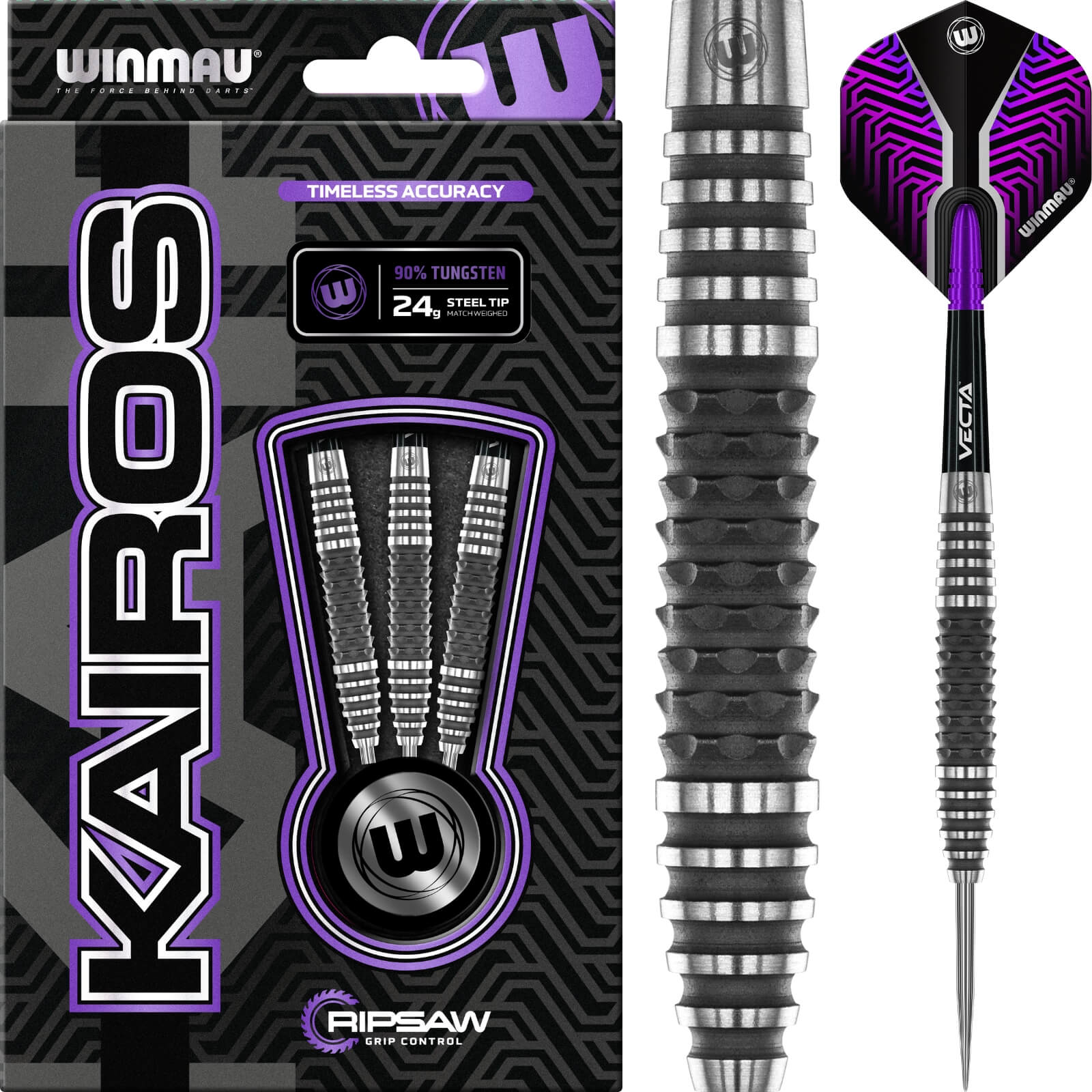 Darts - Winmau - Kairos 2 Darts - Steel Tip - 90% Tungsten - 24g 26g