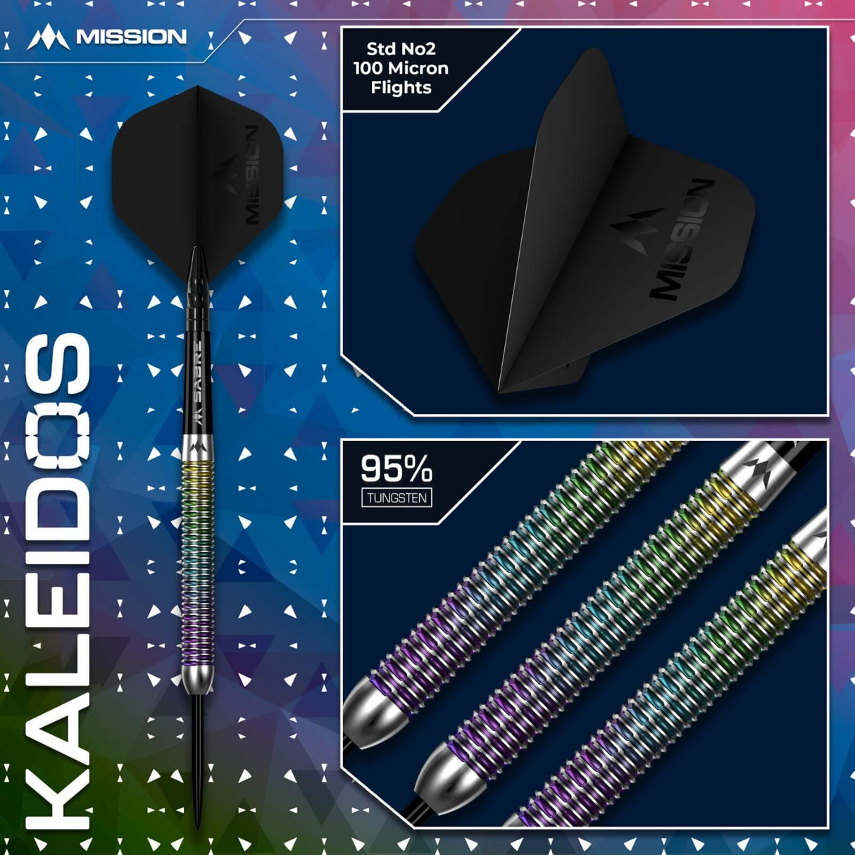 Mission - Kaleidos Darts - 95% Tungsten - 21g 23g 25g
