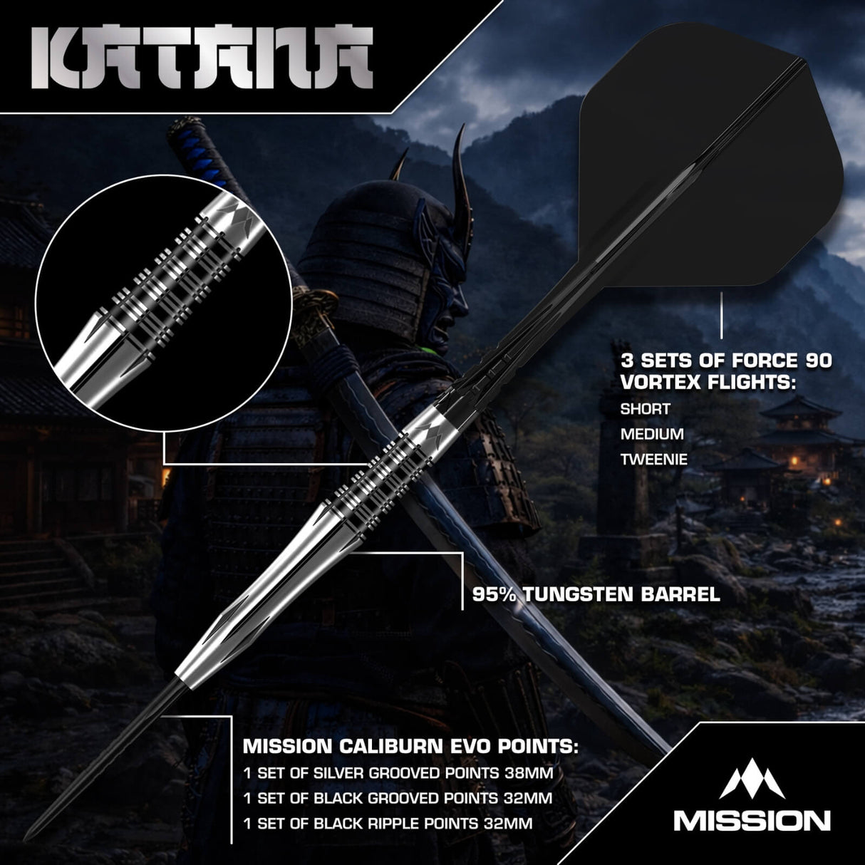 Mission - Katana Darts - 95% Tungsten - 22g 24g
