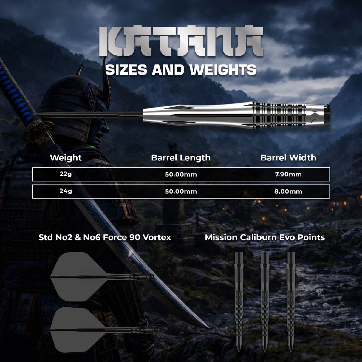 Mission - Katana Darts - 95% Tungsten - 22g 24g