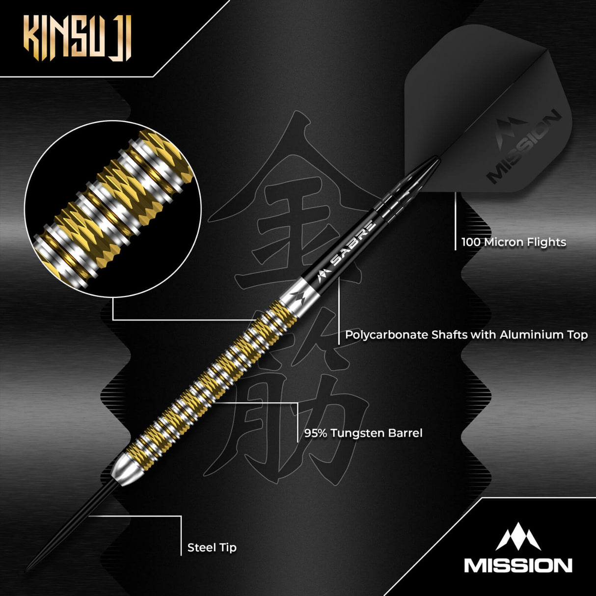 Mission - Kinsuji Darts - 95% Tungsten - 22g 24g 26g