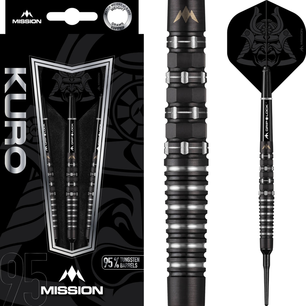 Mission - Kuro M3 Darts - Soft Tip - 95% Tungsten - 20g 22g -