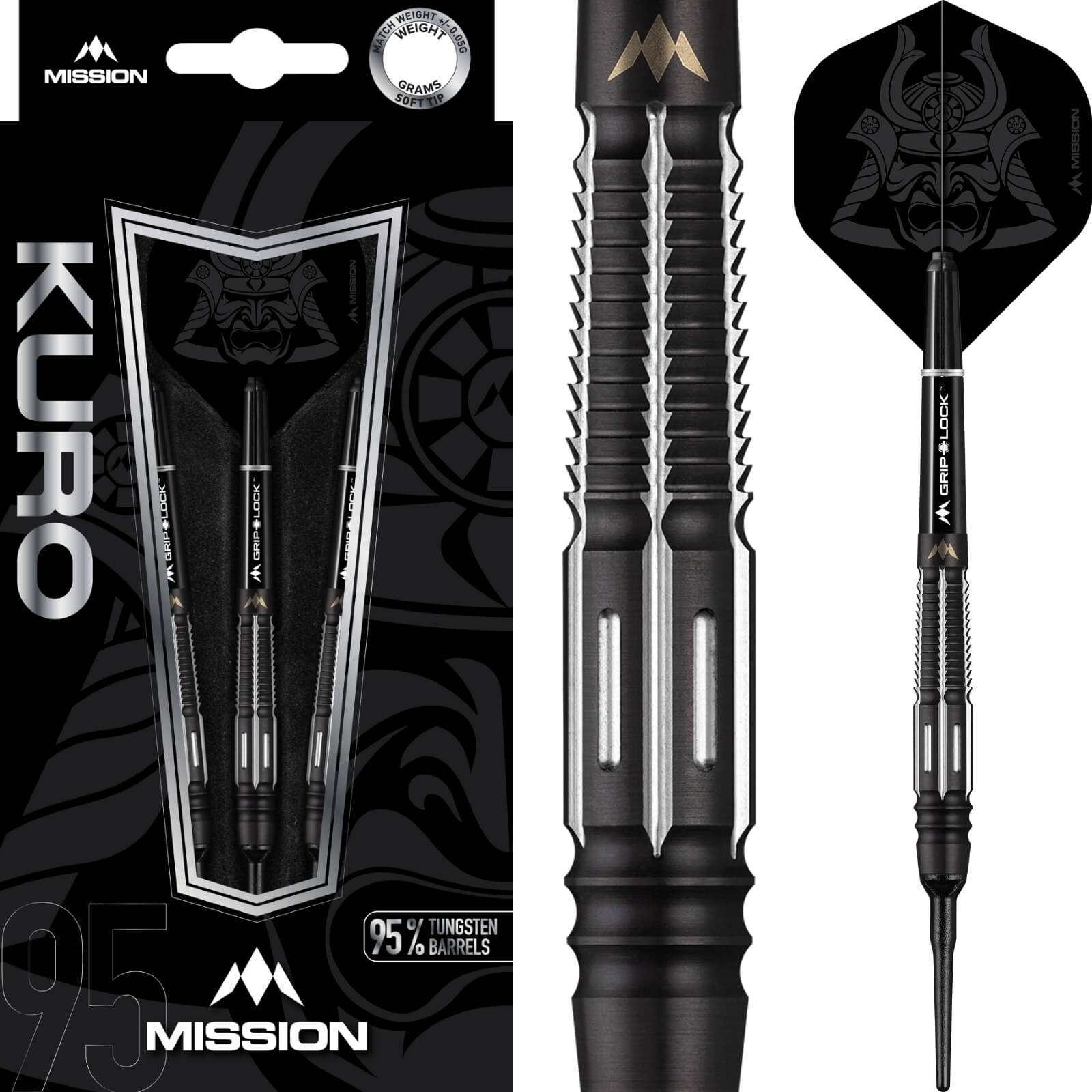 Darts - Mission - Kuro M4 Darts - Soft Tip - 95% Tungsten - 19g 21g 