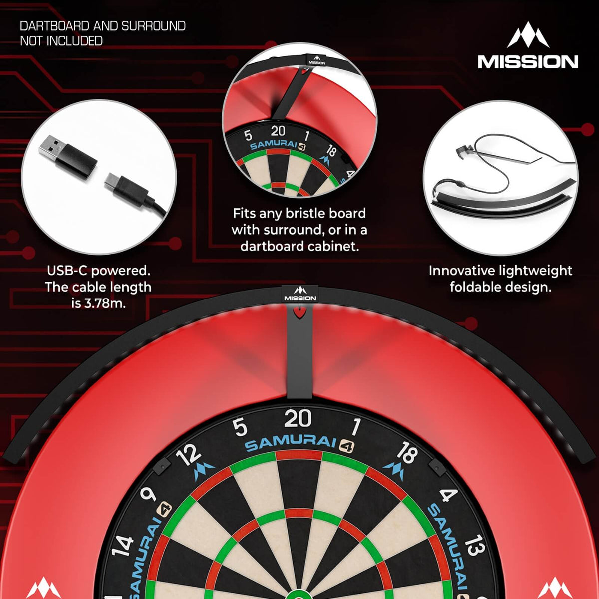 Dartboard Accessories - Mission - Torus 120 - Portable LED Dartboard Light