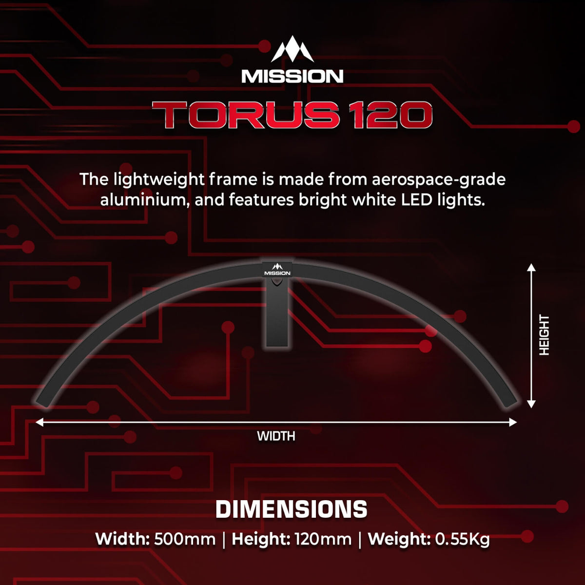 Dartboard Accessories - Mission - Torus 120 - Portable LED Dartboard Light